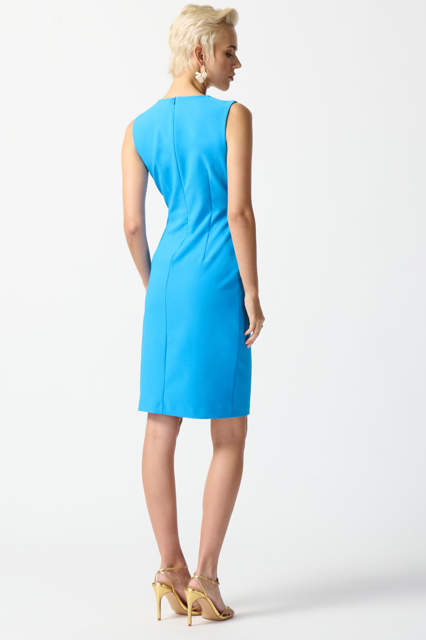 Joseph Ribkoff Lux Twill Sleeveless Sheath Dress French Blue 242151-4216