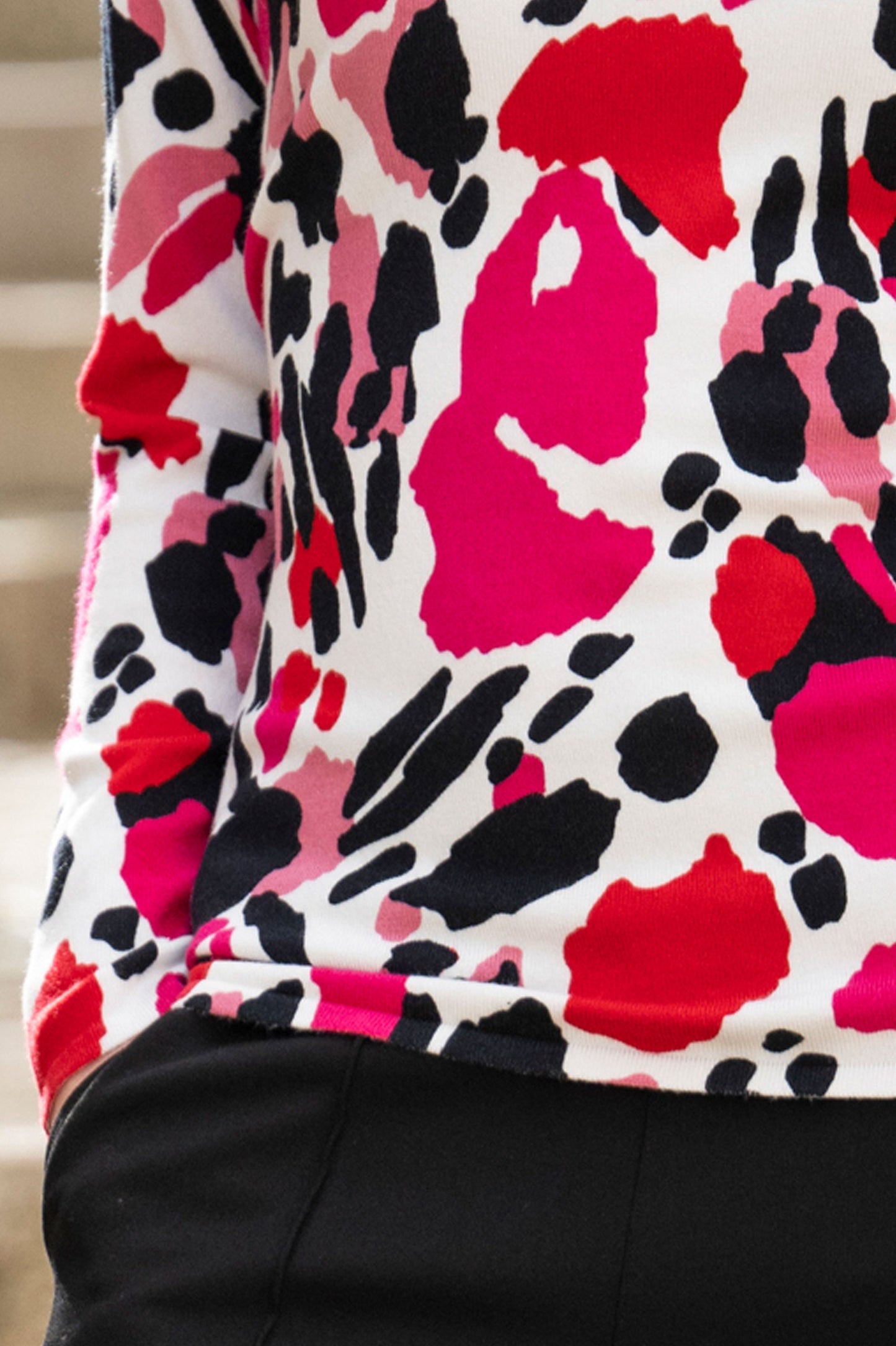 Marble Bold Abstract Print Top Fuchsia 7994-126