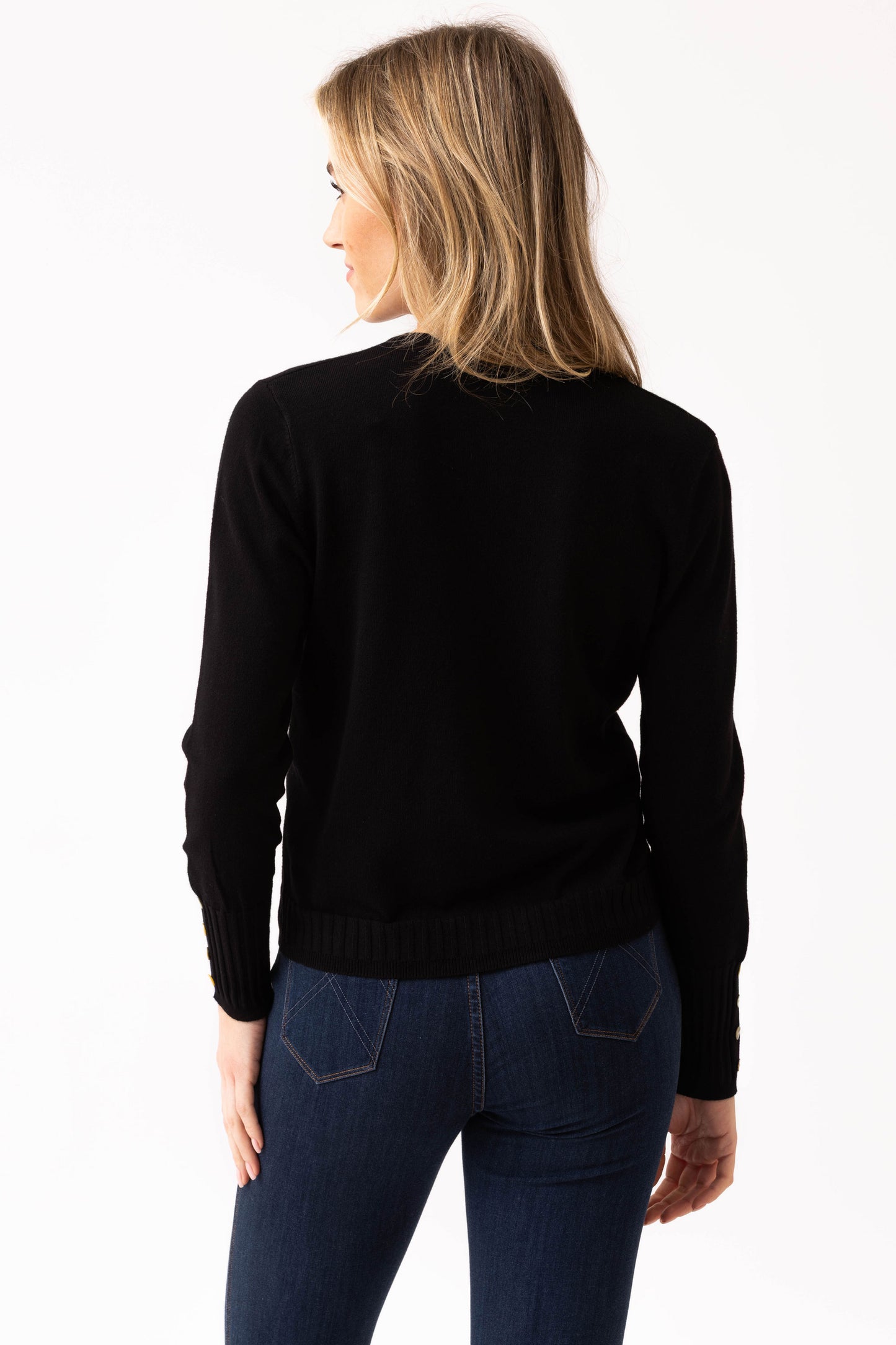 Marble Fine Knit Ribbed Detailed Cardigan - Black - 6500-101