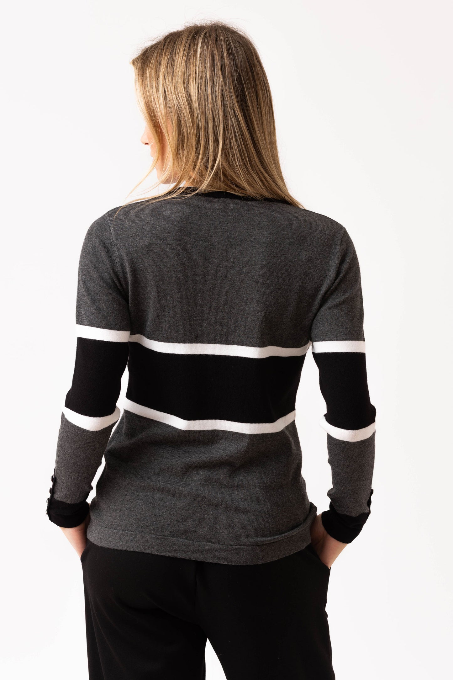 Marble Bold Striped Sweater Charcoal 7996-105
