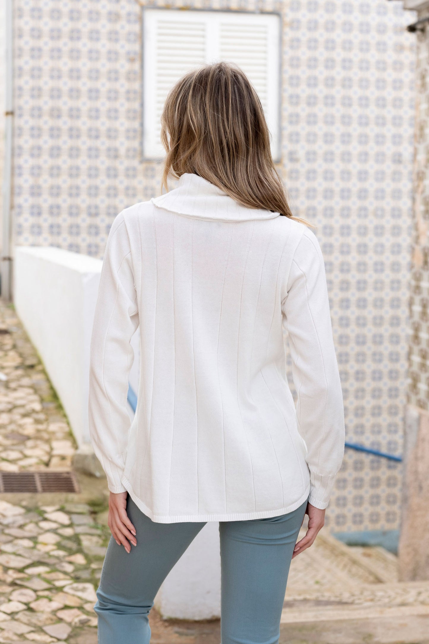 Marble Ribbed Sweater Ivory 8066-104