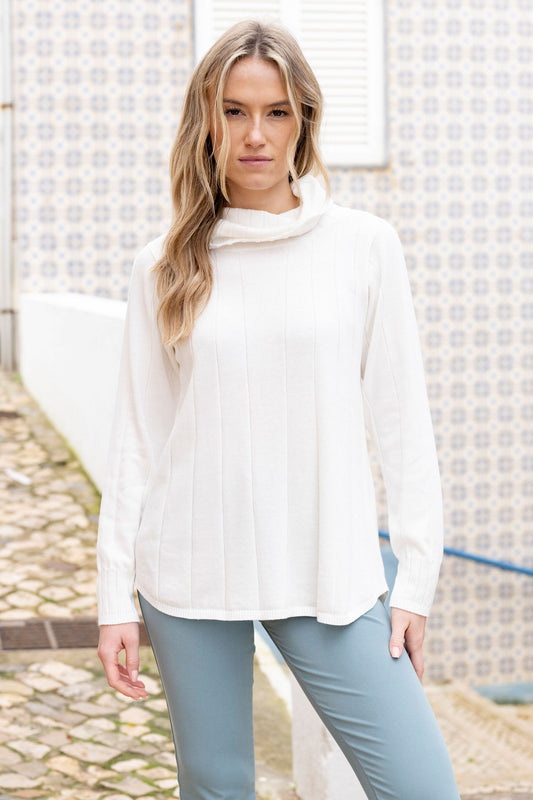 Marble Ribbed Sweater Ivory 8066-104