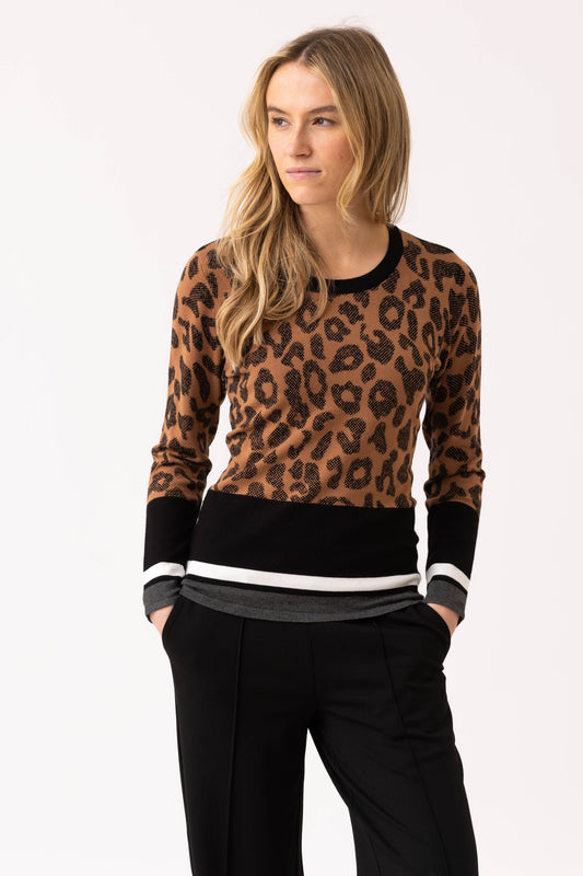 Marble Animal Print Sweater Brown 7997-208