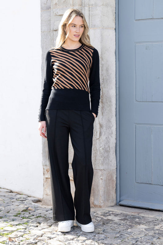 Marble Illusion Knit Sweater Brown 8041-208