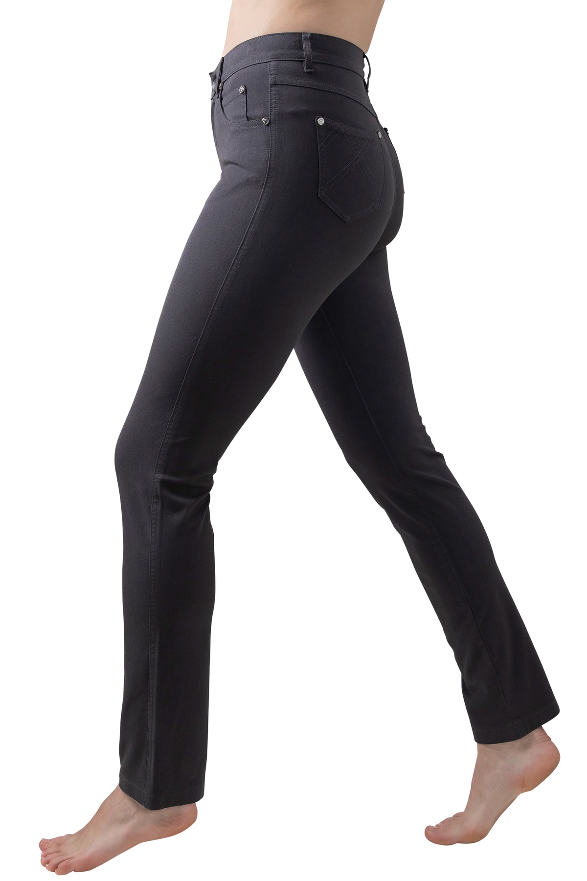 Marble Slim Full Length Straight Leg Jeans Charcoal 2403-105