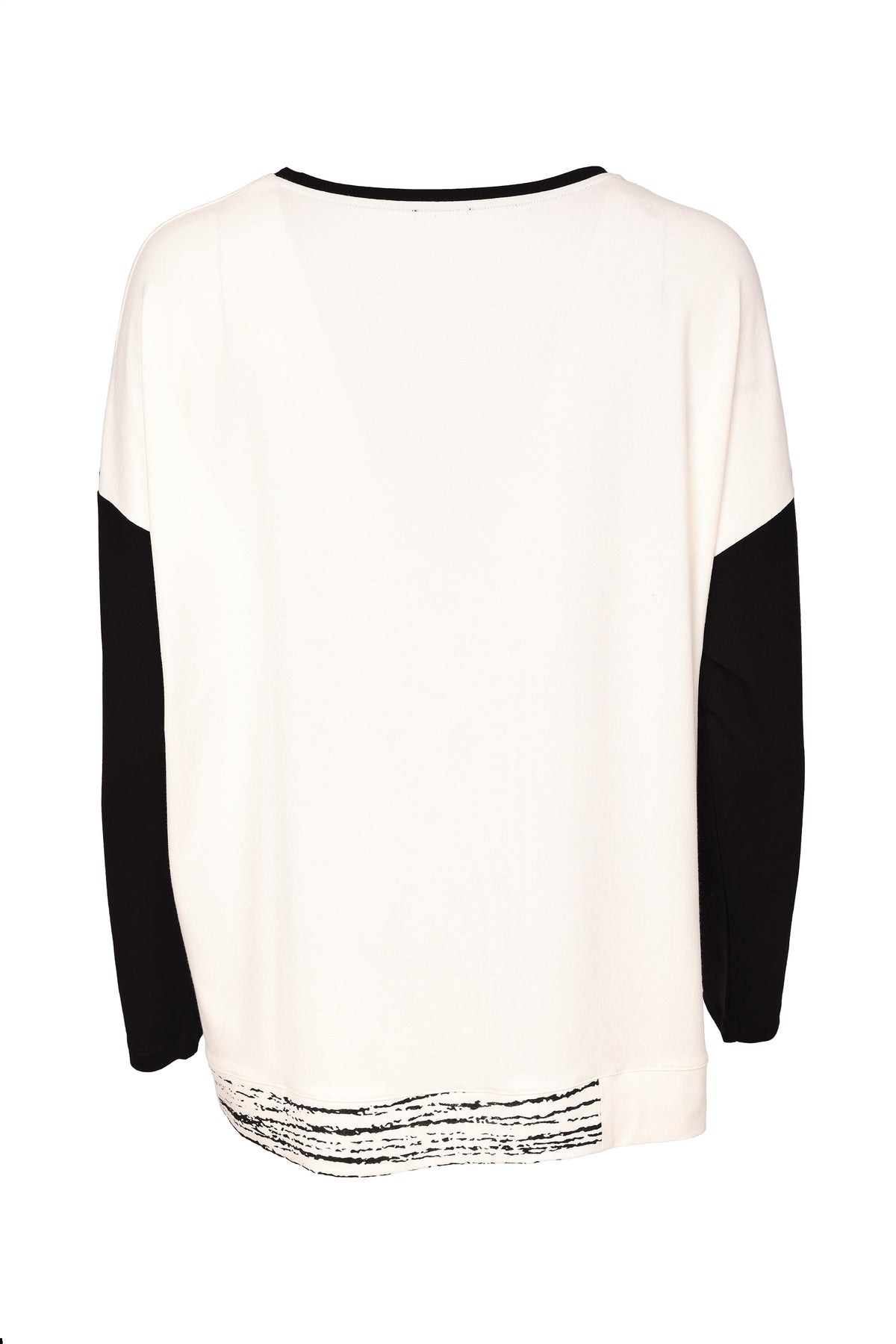 Naya Print Top With Contrast Sleeve Black/Chocolate NAW26147-975