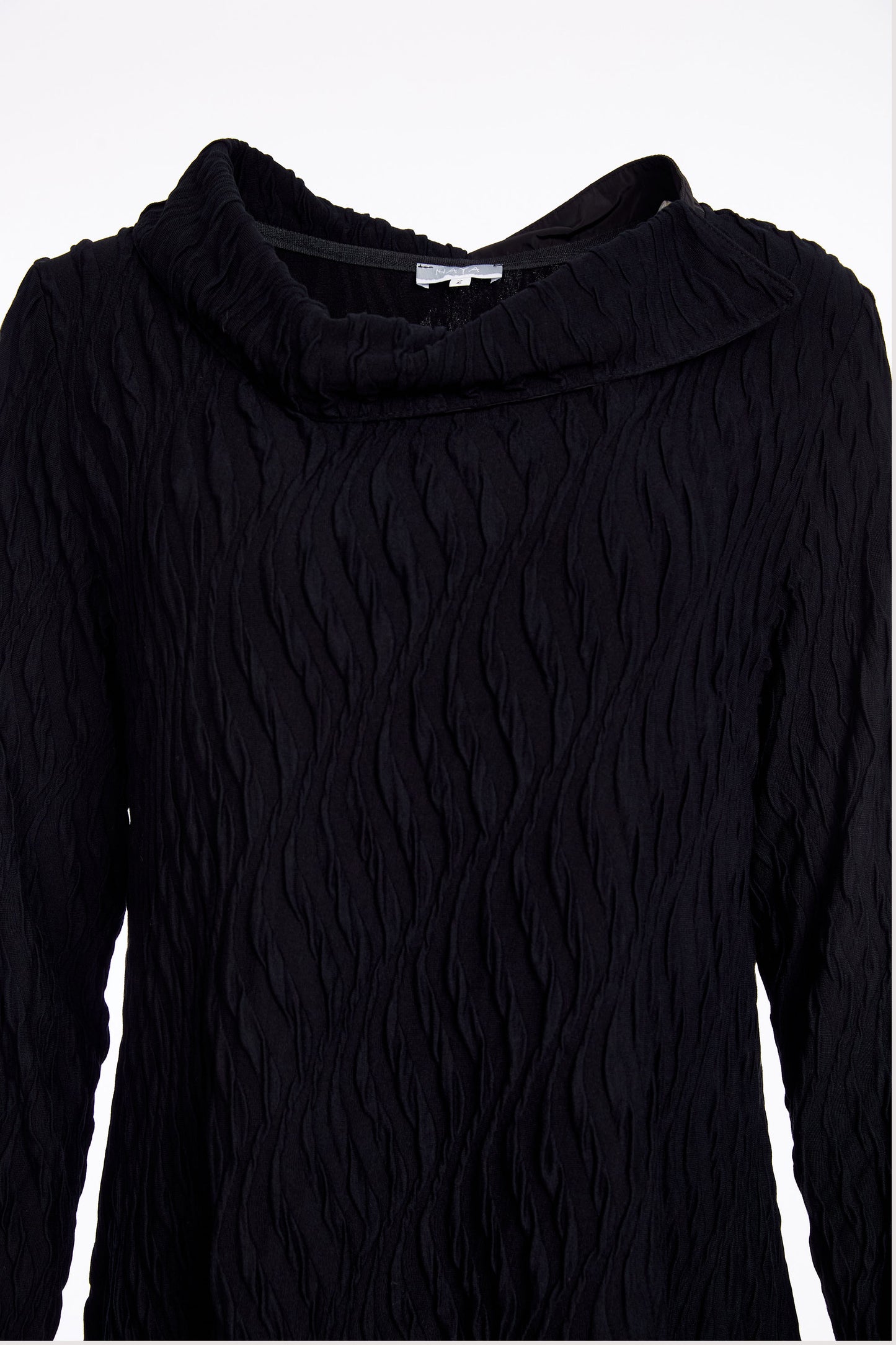 Naya Embossed knit dress with cut away collar Black NAS25231-09