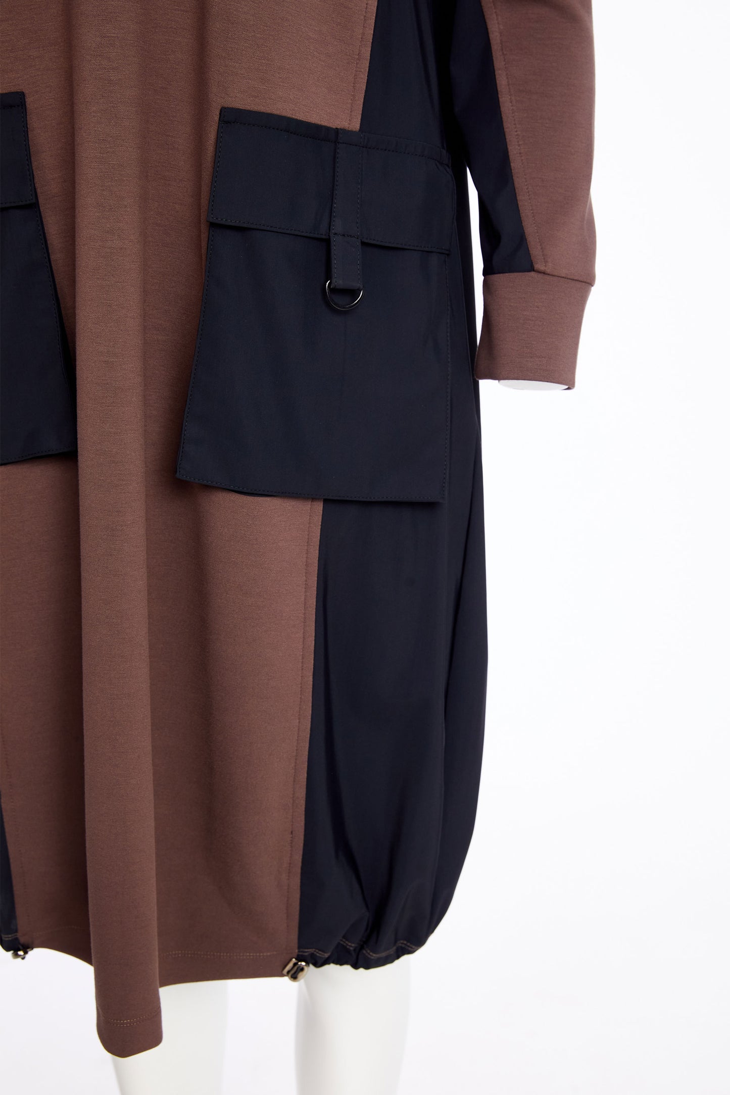 Naya Hooded Jersey Dress Cocoa & Black NAW25177-739