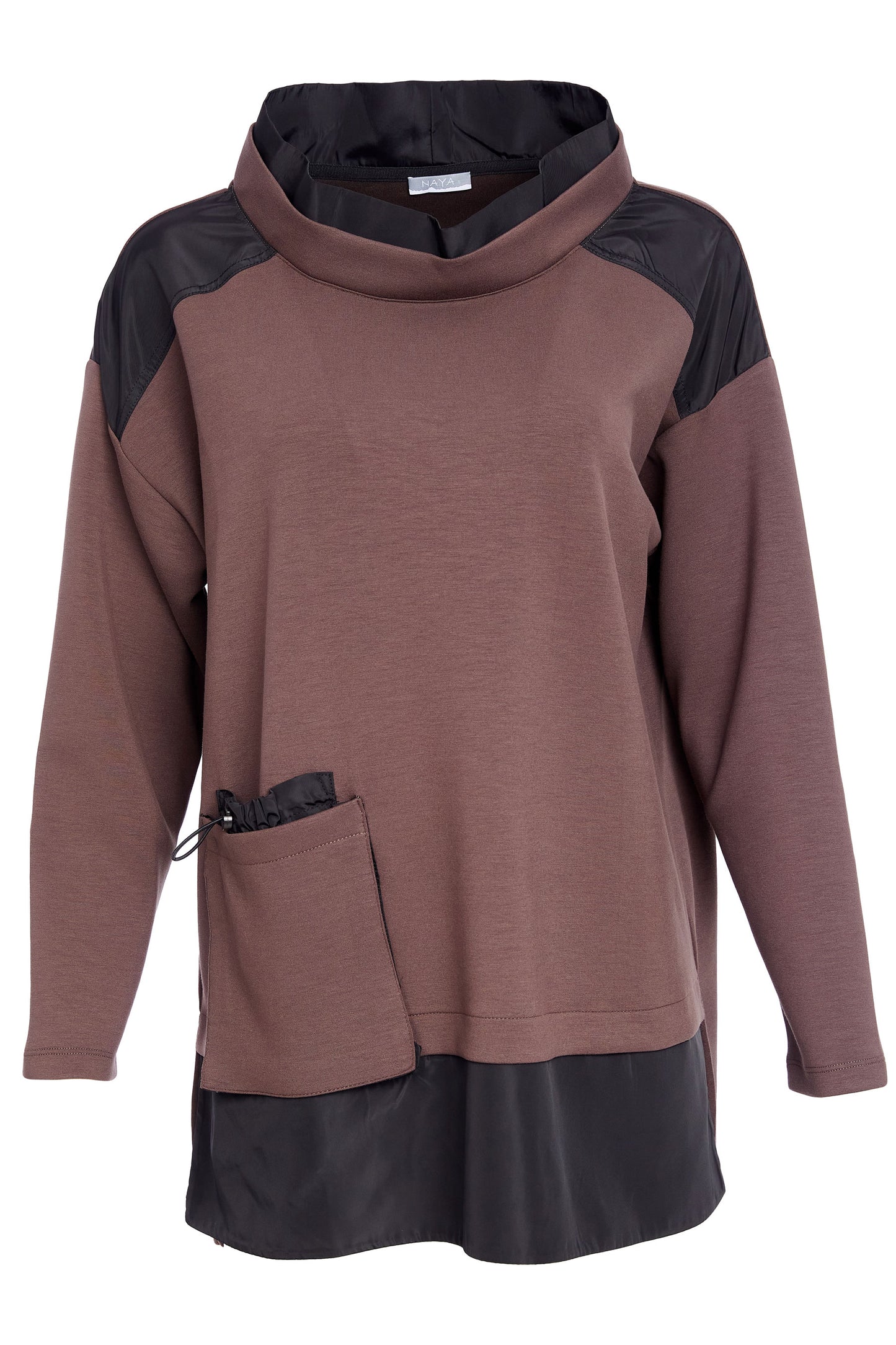 Naya Soft Sweatshirt with Contrast Cocoa & Black NAW25127-739