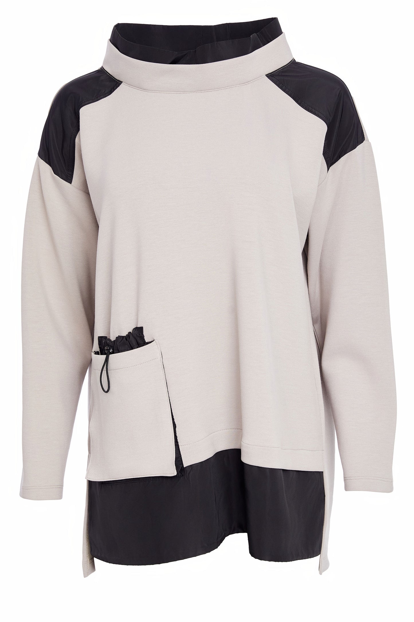 Naya Soft Sweatshirt with Contrast Taupe & Black NAW25127-779