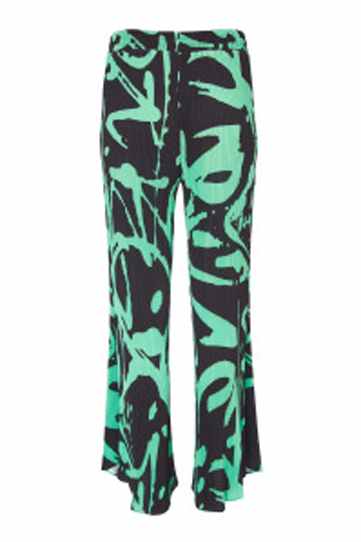 Naya Print Pleated Wide Leg Trousers Black/Green NAS25184-951