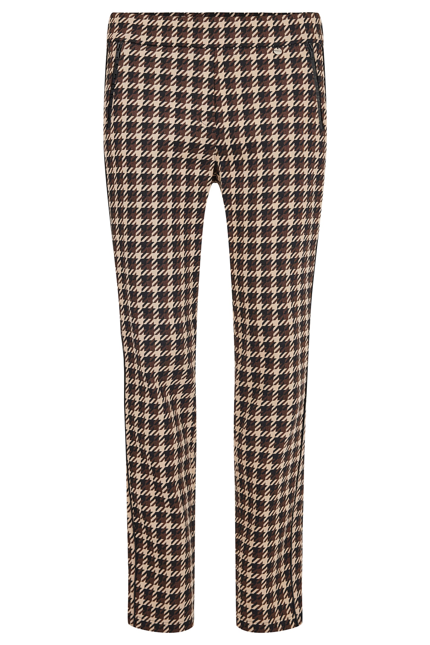 Robell Rita Houndstooth Print Trousers Brown/Black 52637-55022-38
