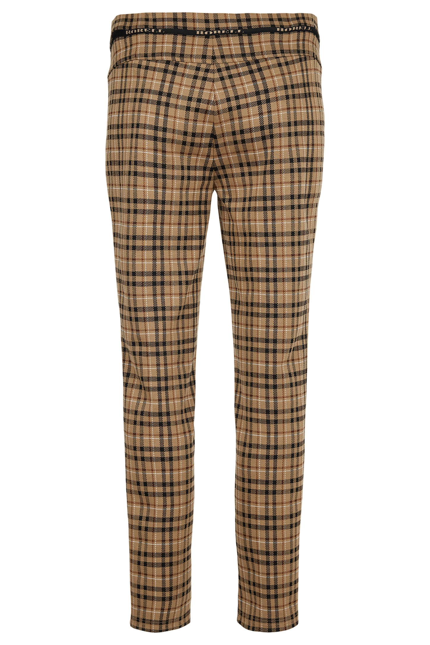 Robell Rita Check Print Fitted Trousers Brown/Black 53658-55071-17