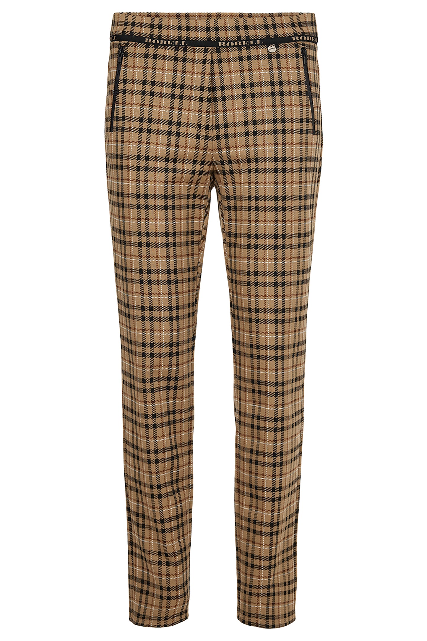 Robell Rita Check Print Fitted Trousers Brown/Black 53658-55071-17