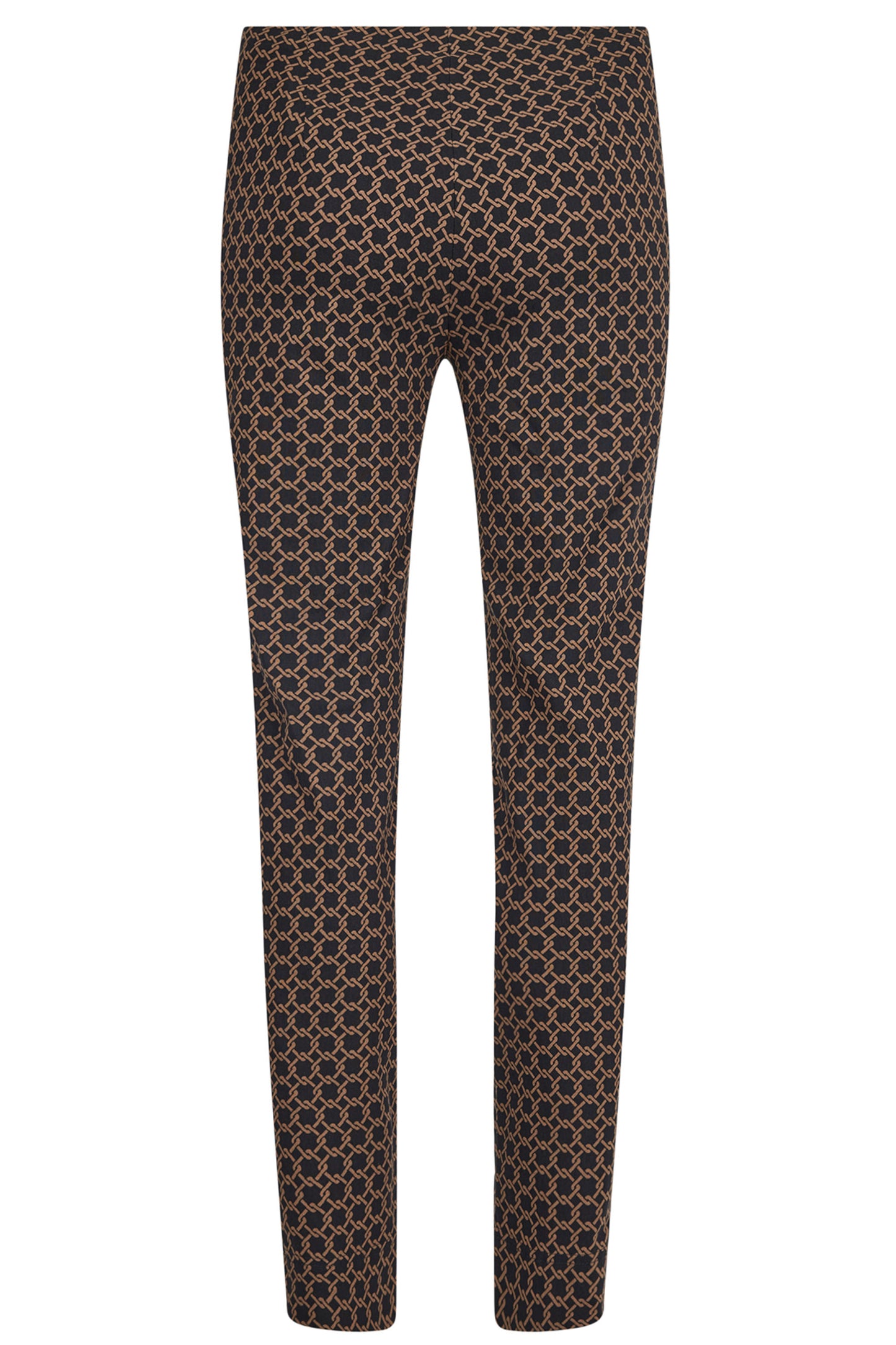 Robell Rose Geometric Print Trousers Dark Brown 52624-55041-39