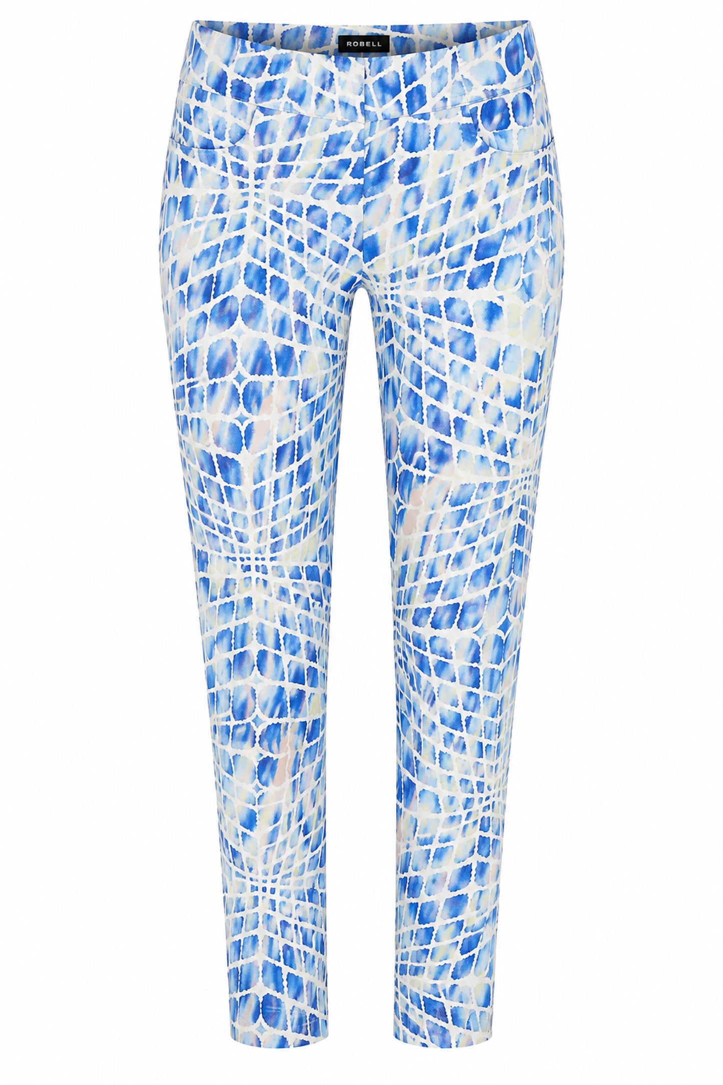 Robell Bella 09 Tile Print Trousers Blue/Multi 51560-54400-64