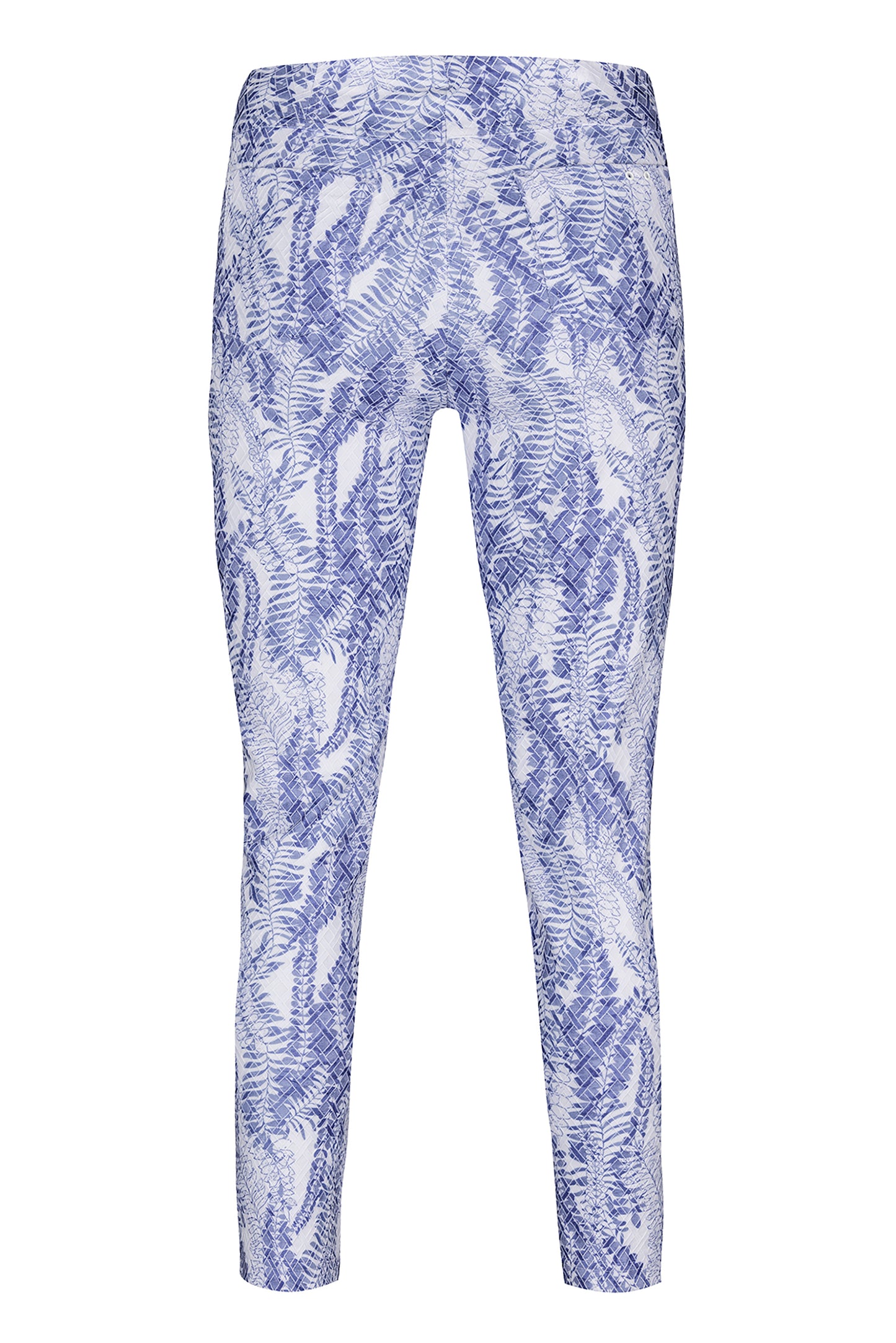Robell Bella 09 Fern Print Textured Trousers Blue 52483-54706-62