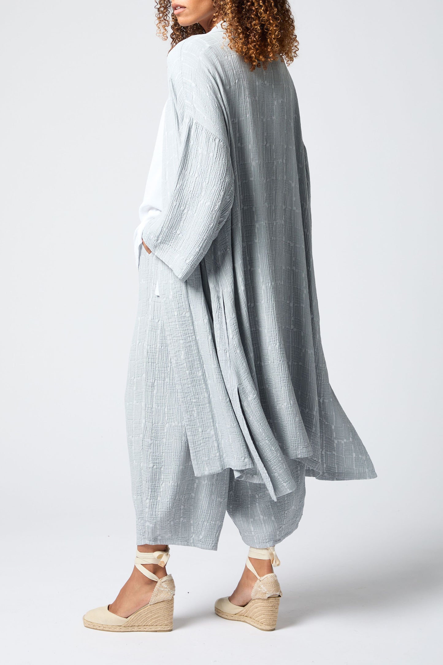 Sahara Textured Square Jacquard Kimono Sea MTJ5607-TSJ