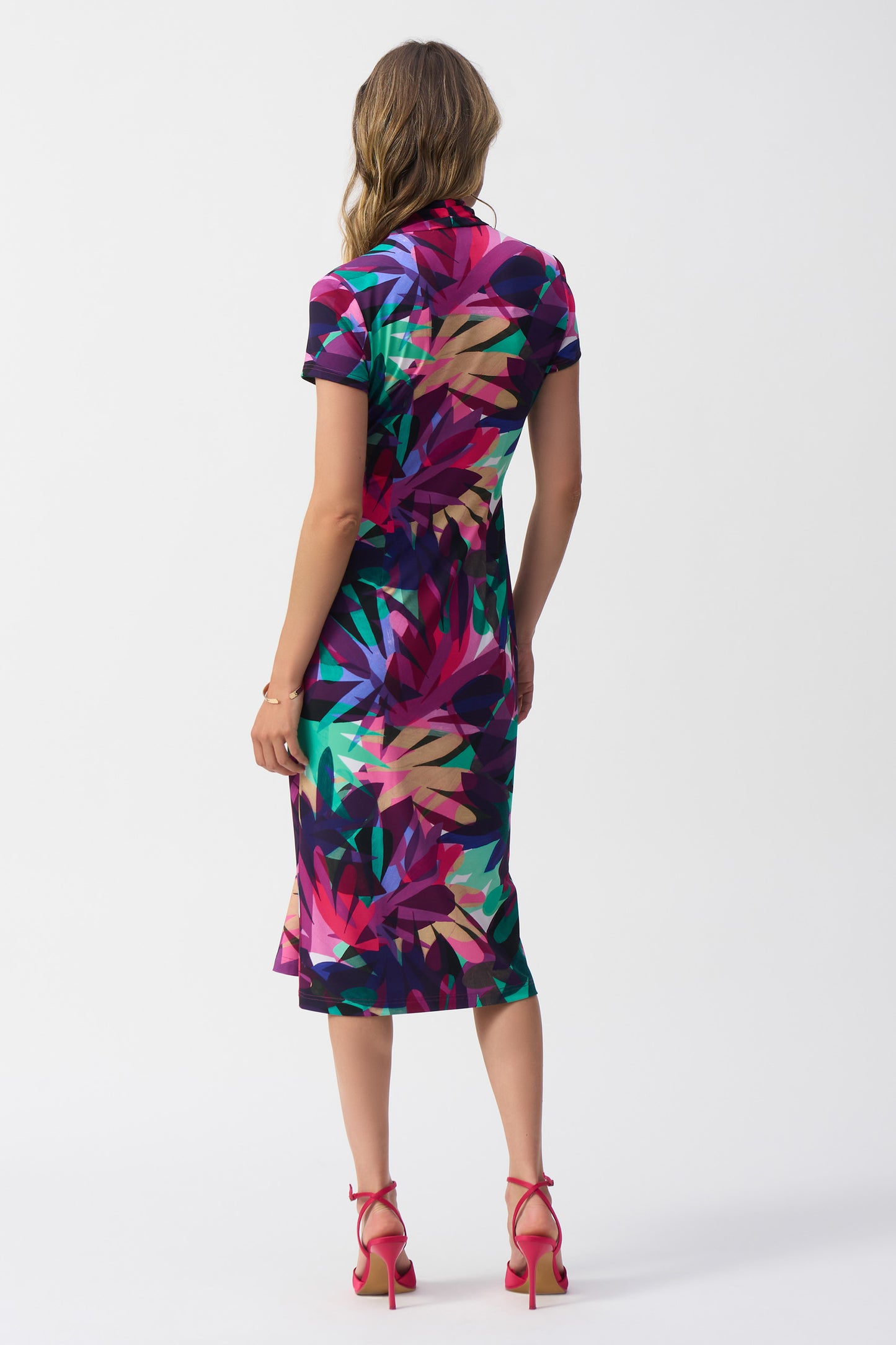 Joseph Ribkoff Silky Knit Tropical Print Wrap Dress - Multi - 251042-3759