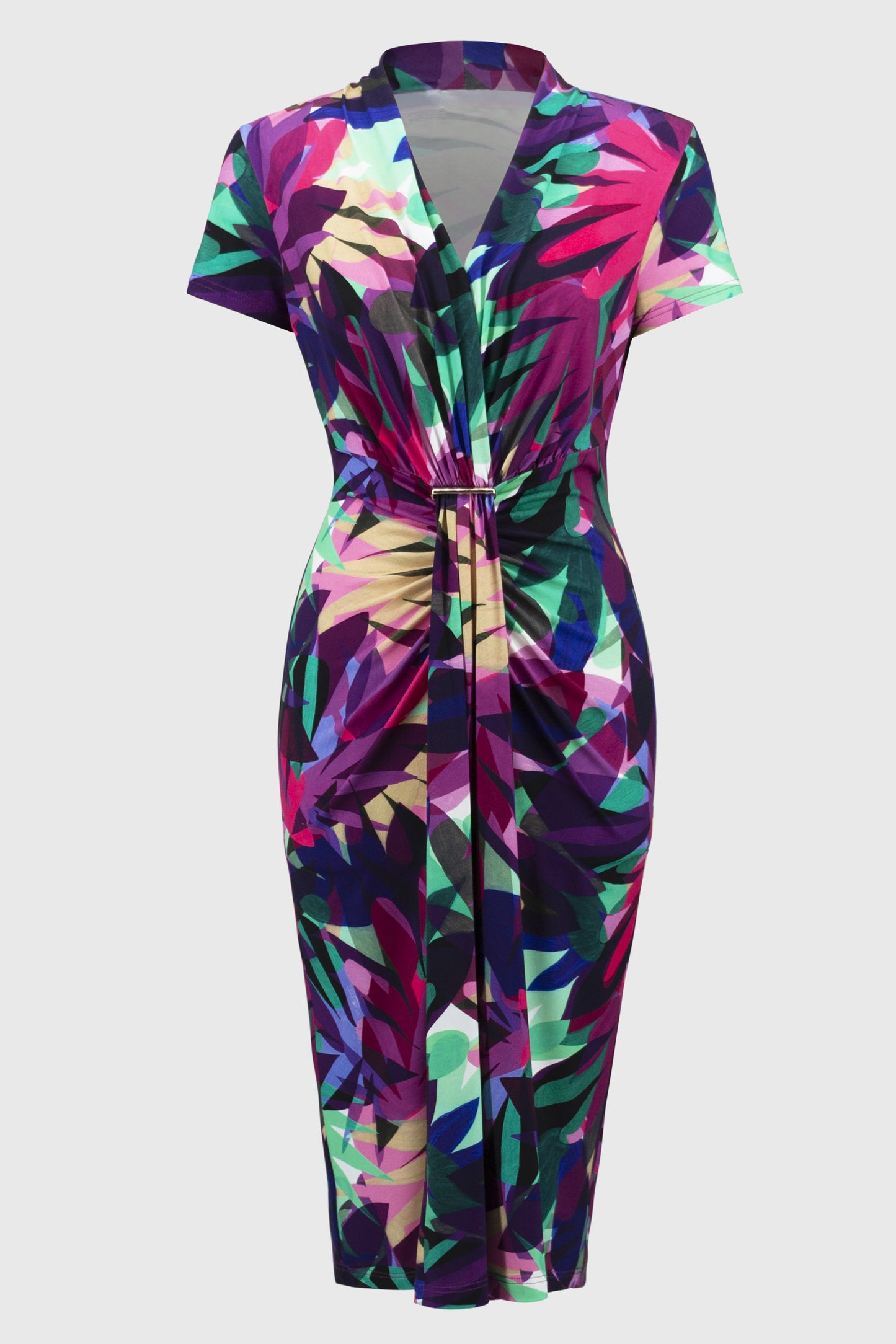 Joseph Ribkoff Silky Knit Tropical Print Wrap Dress - Multi - 251042-3759