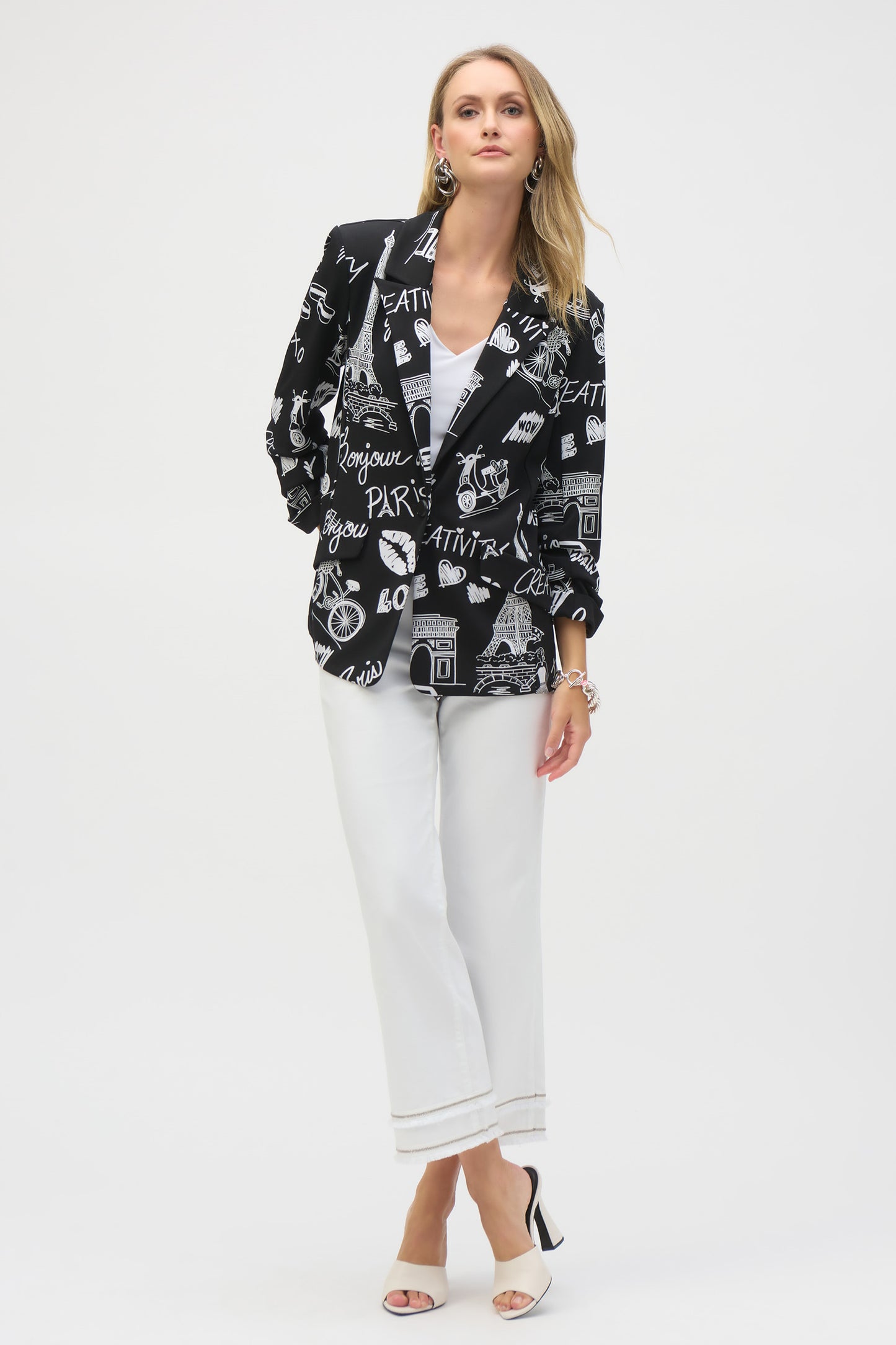 Joseph Ribkoff Silky Knit Conversational Print Straight Blazer Multi 252042-110