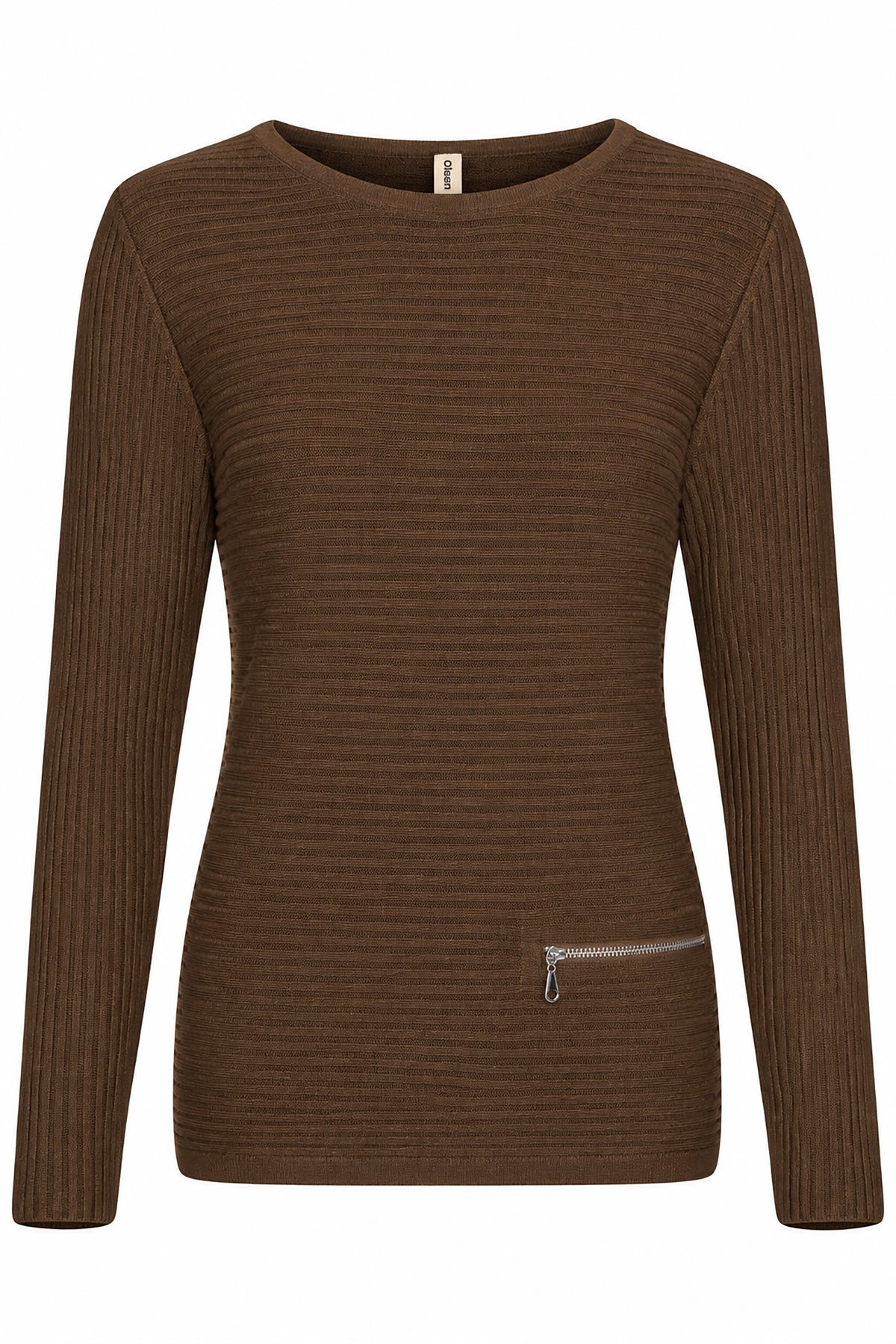 Skovhuus Organic Cotton Zip Detail Sweater Ocher Brown 5353-6073