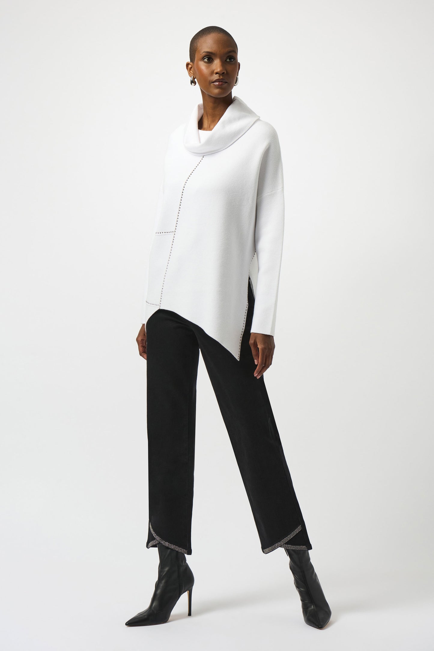 Joseph Ribkoff Sweater Knit Asymmetrical Pullover Vanilla 253913-1761