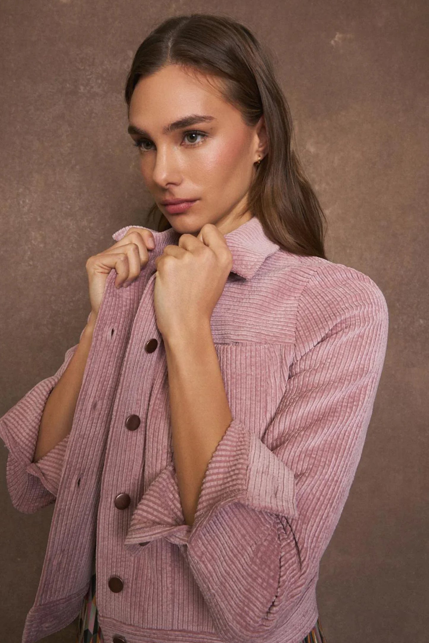 Tinta Straight Cut Corduroy Jacket Pink Alces