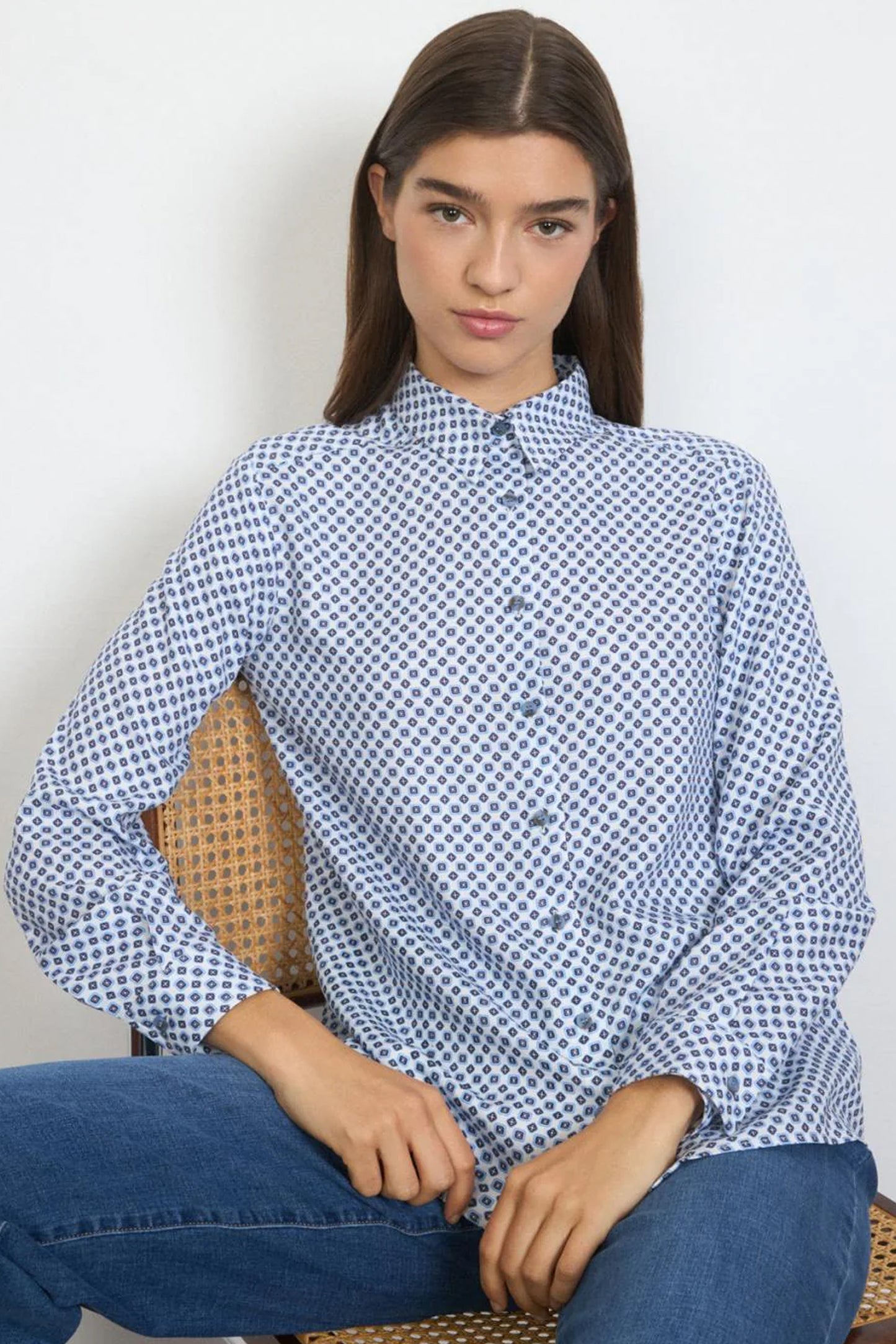 Tinta Geometric Print Shirt Blue/Multi Tosca