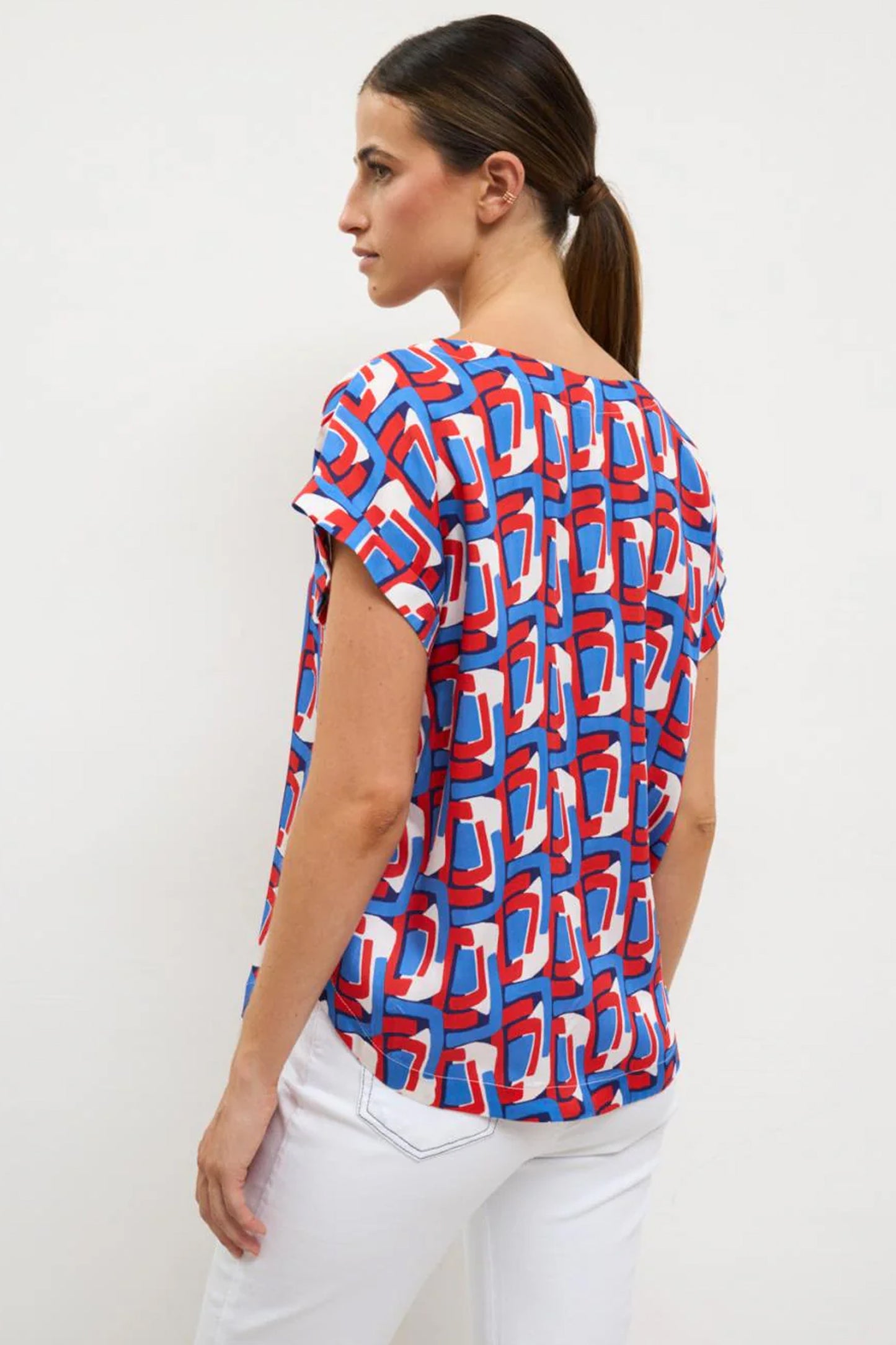 Bariloche Abstract Print Trevejo Top Blue/Red Trevejo