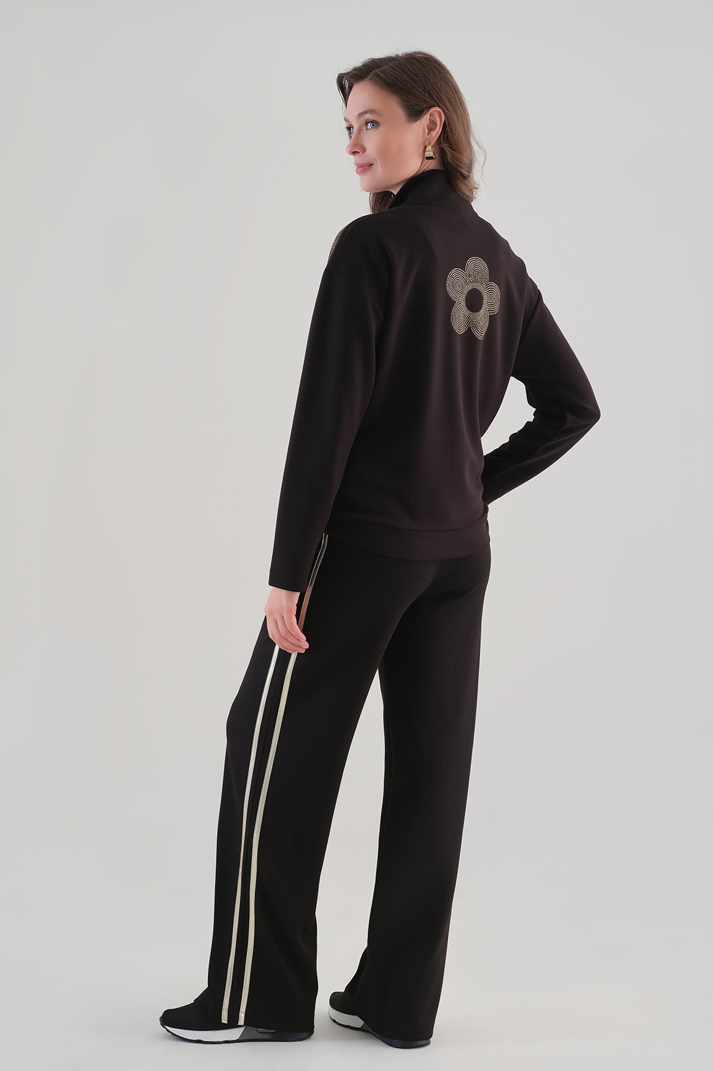 Tricotto Embroidered Wide Leg Trousers Black 96079