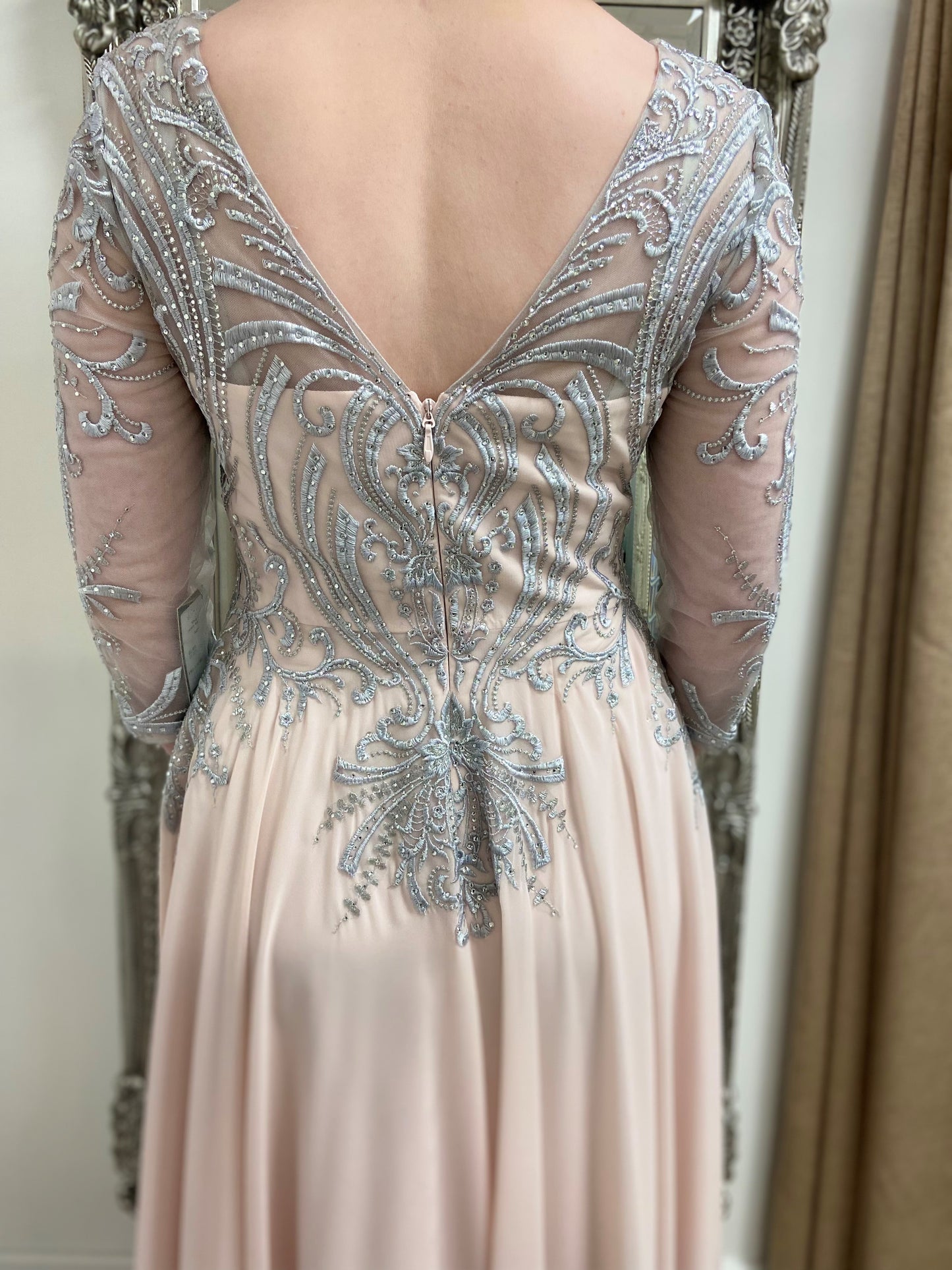 Veni Infantino Sheer Lace Bodice Dress Silver/Ice Pink 992155A