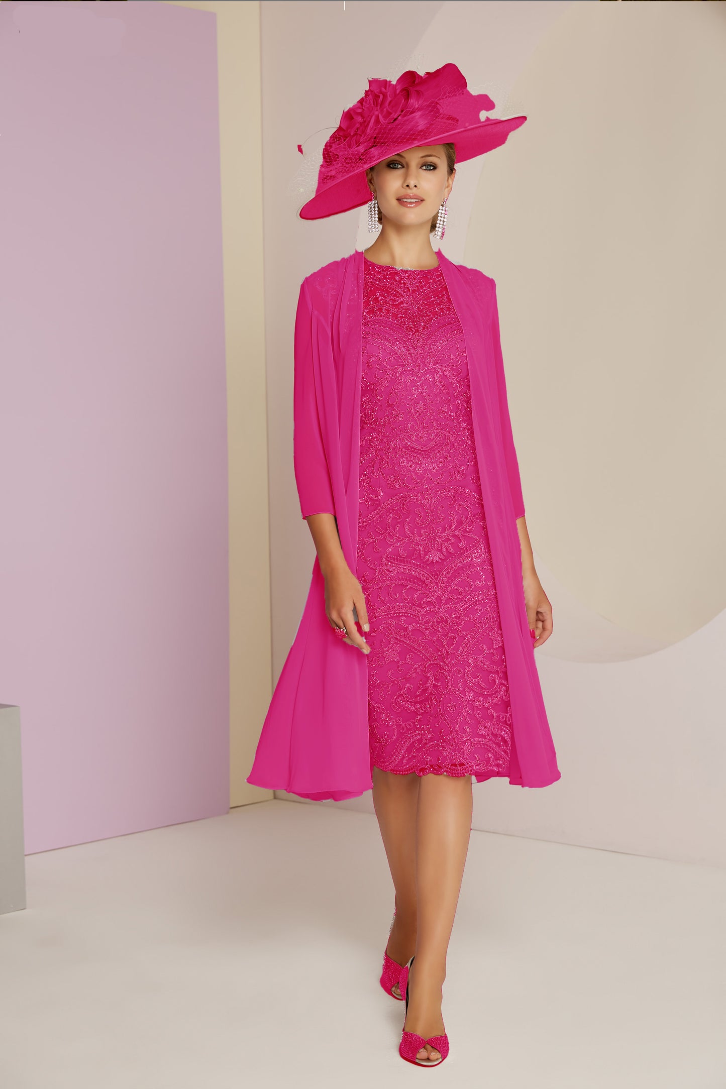 Veni Infantino Contrast Lace Detail Two Piece Cranberry 991434