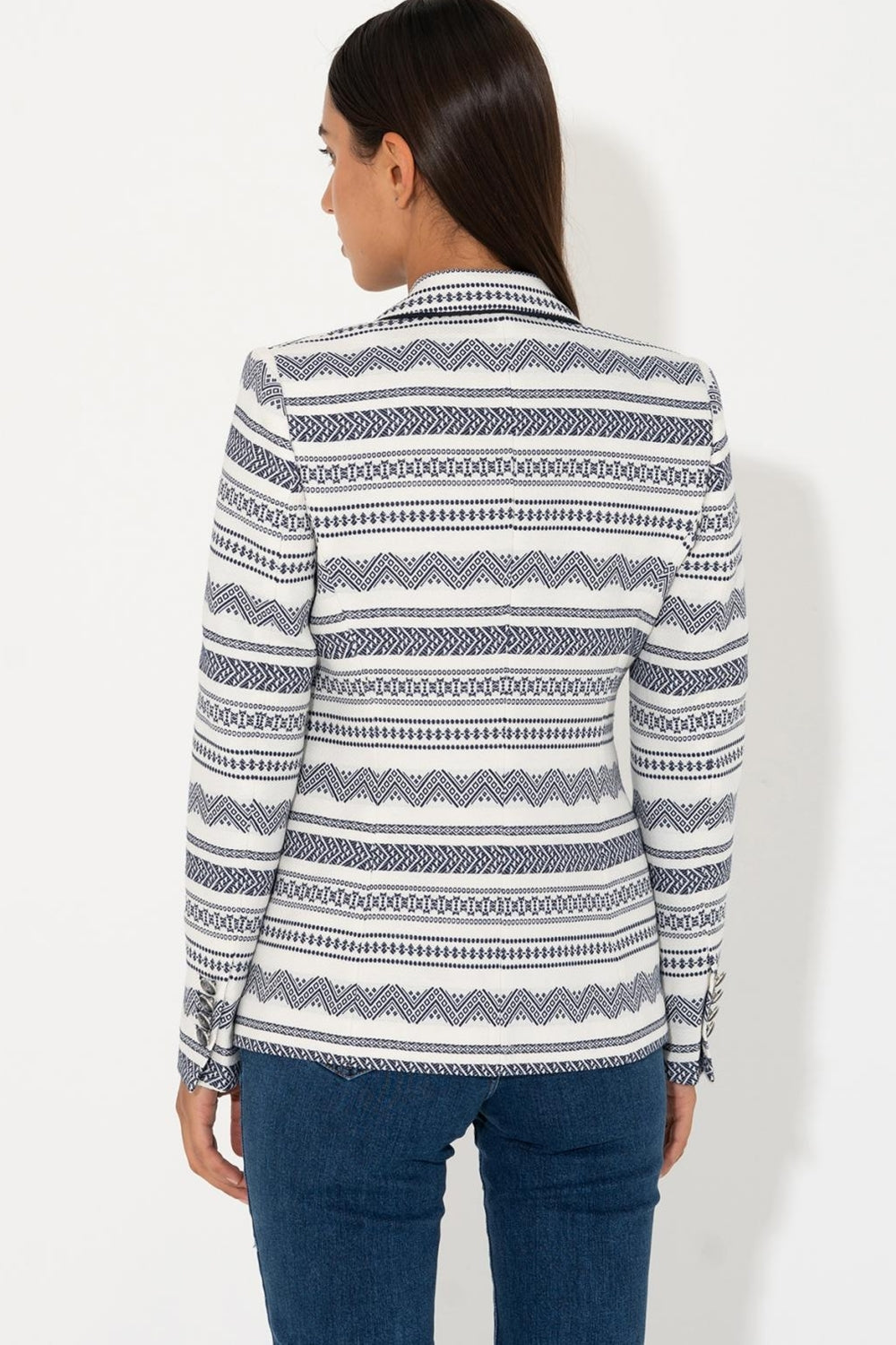 Bariloche Ethnic Motifs Costa Blazer Navy Costa