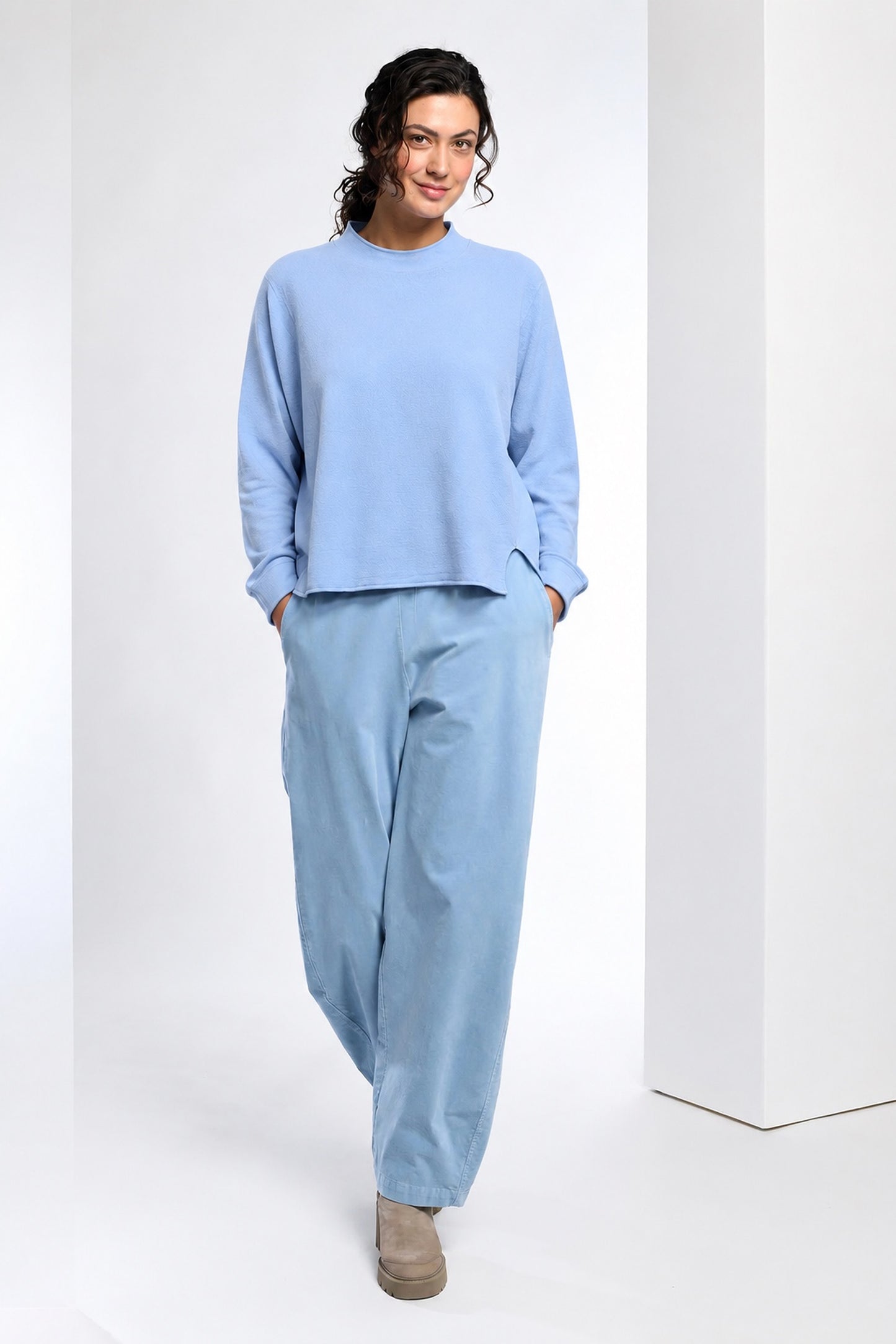 Vetono Split Hem Sweater Light Blue 9633-025-712