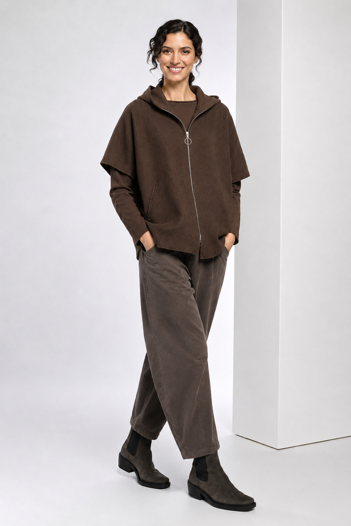 Vetono Pocket Tapered Leg Trousers Choclolate 9654-043-306