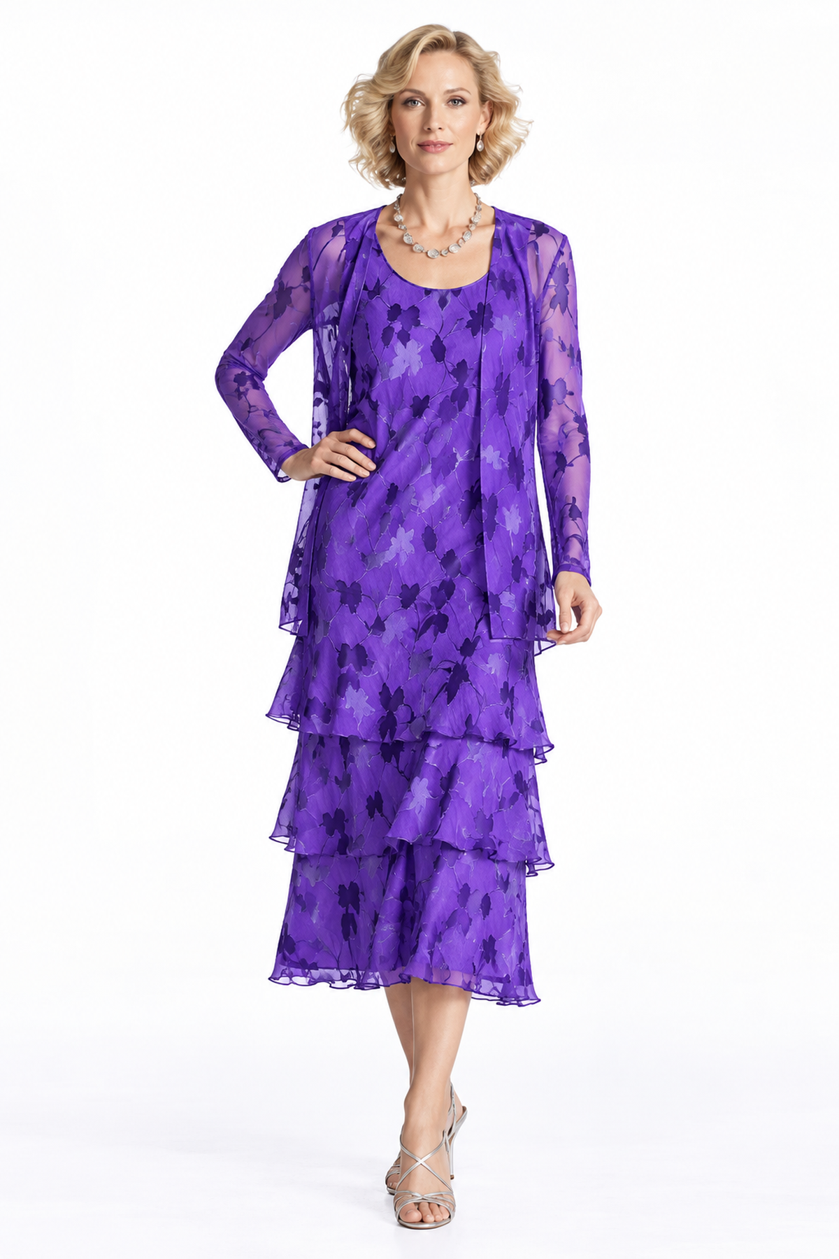 Capri by Mon Cheri Floral Print Dress Purple CP2901-35