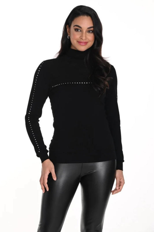 Frank Lyman High Neck Top with Rhinestone Detail Black 243432U