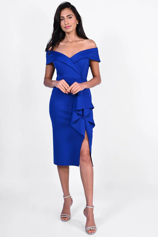 Frank Lyman Off The Shoulder Ruffle Detail Dress Azure 229163