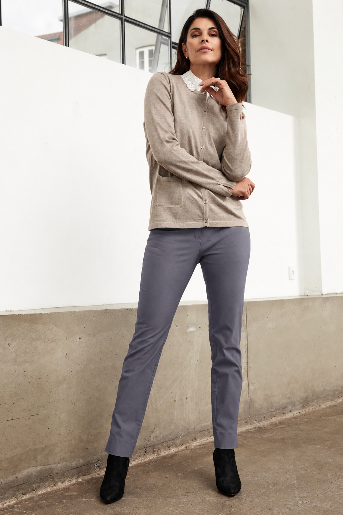 Robell Marie Fleece Lined Short Length Trousers Deep Grey 51412-54025-960S - 29" Leg