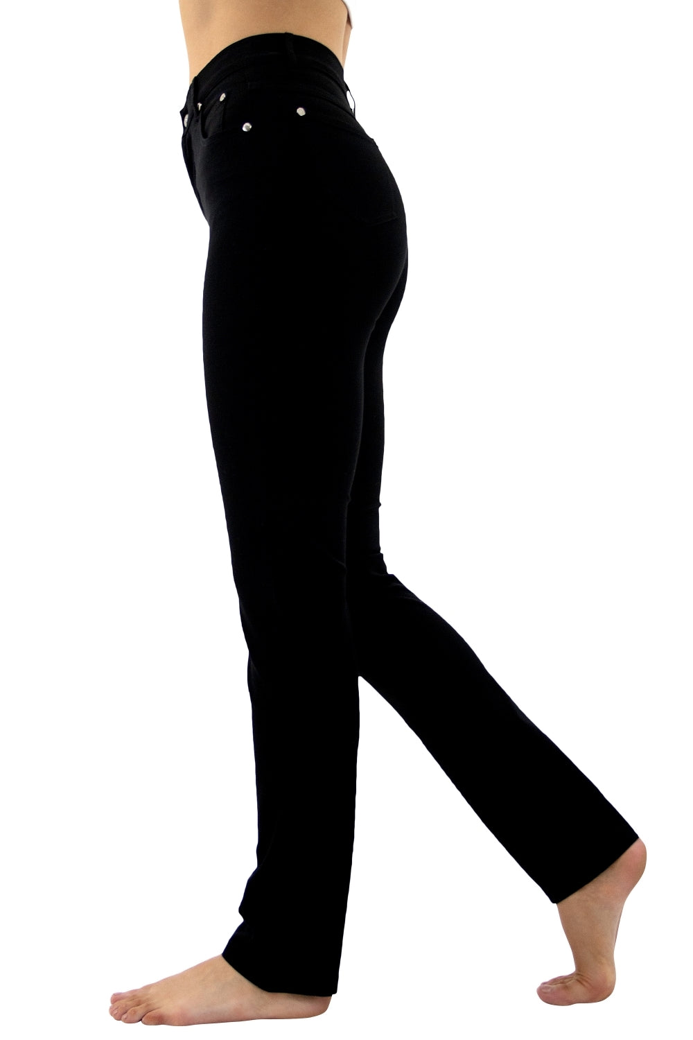 Marble Slim Full Length Straight Leg Jeans Black 2403-101