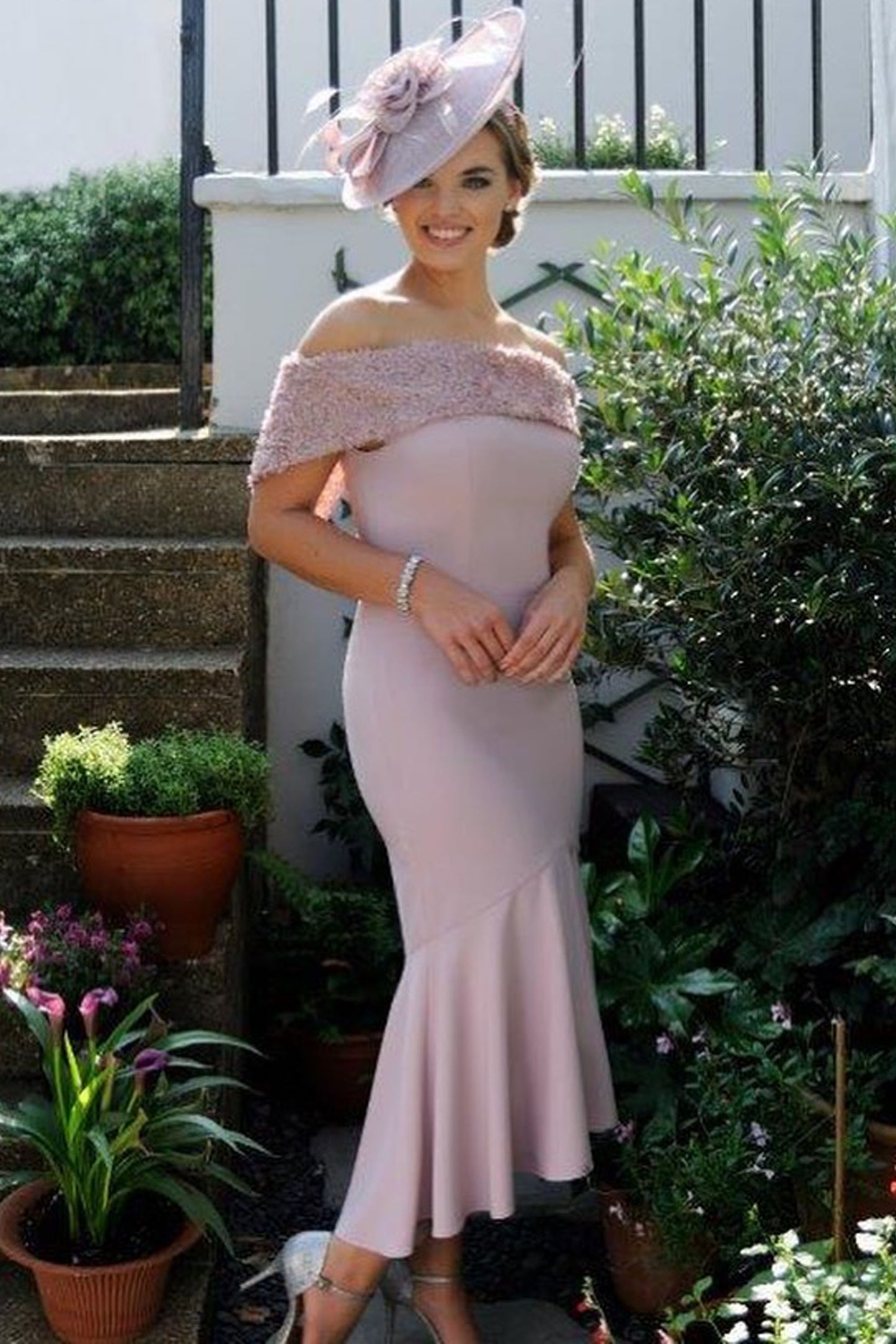 Veromia Occasions Petal Trim Dipped Hemline Dress Cobalt VO6679