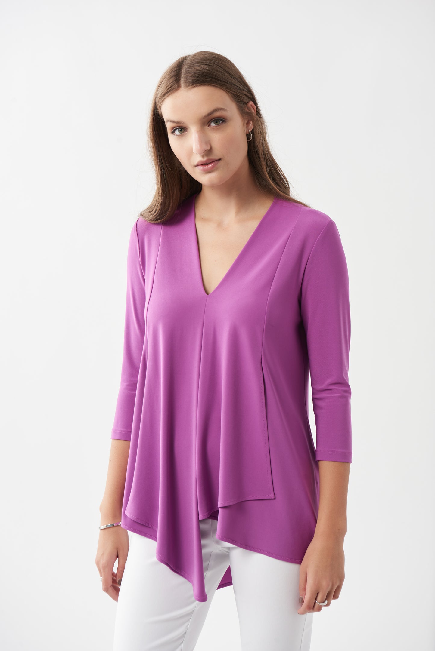 Joseph Ribkoff Front Panel Drape Top Sparkling Grape 161066-4855
