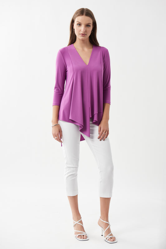 Joseph Ribkoff Front Panel Drape Top Sparkling Grape 161066-4855