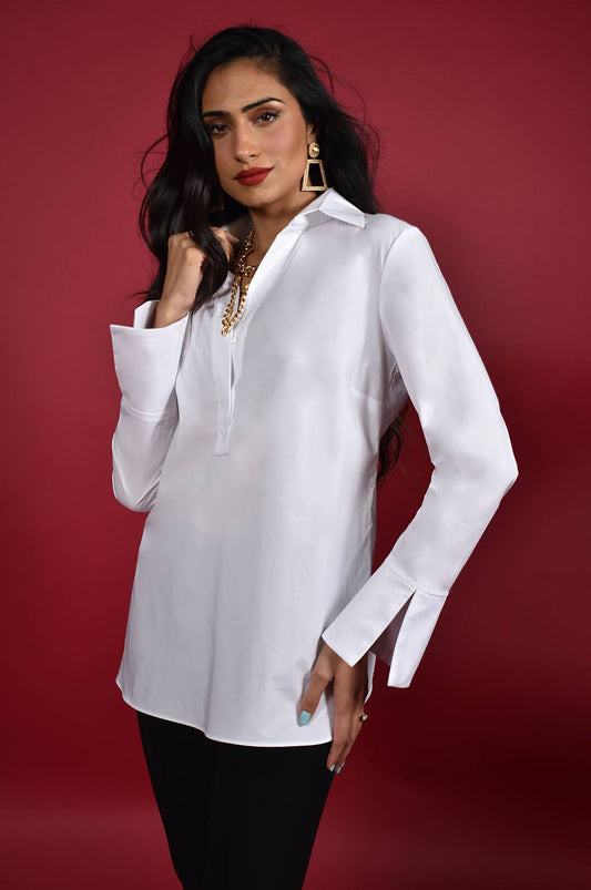 Frank Lyman Side Split Cuff Shirt White 214684U