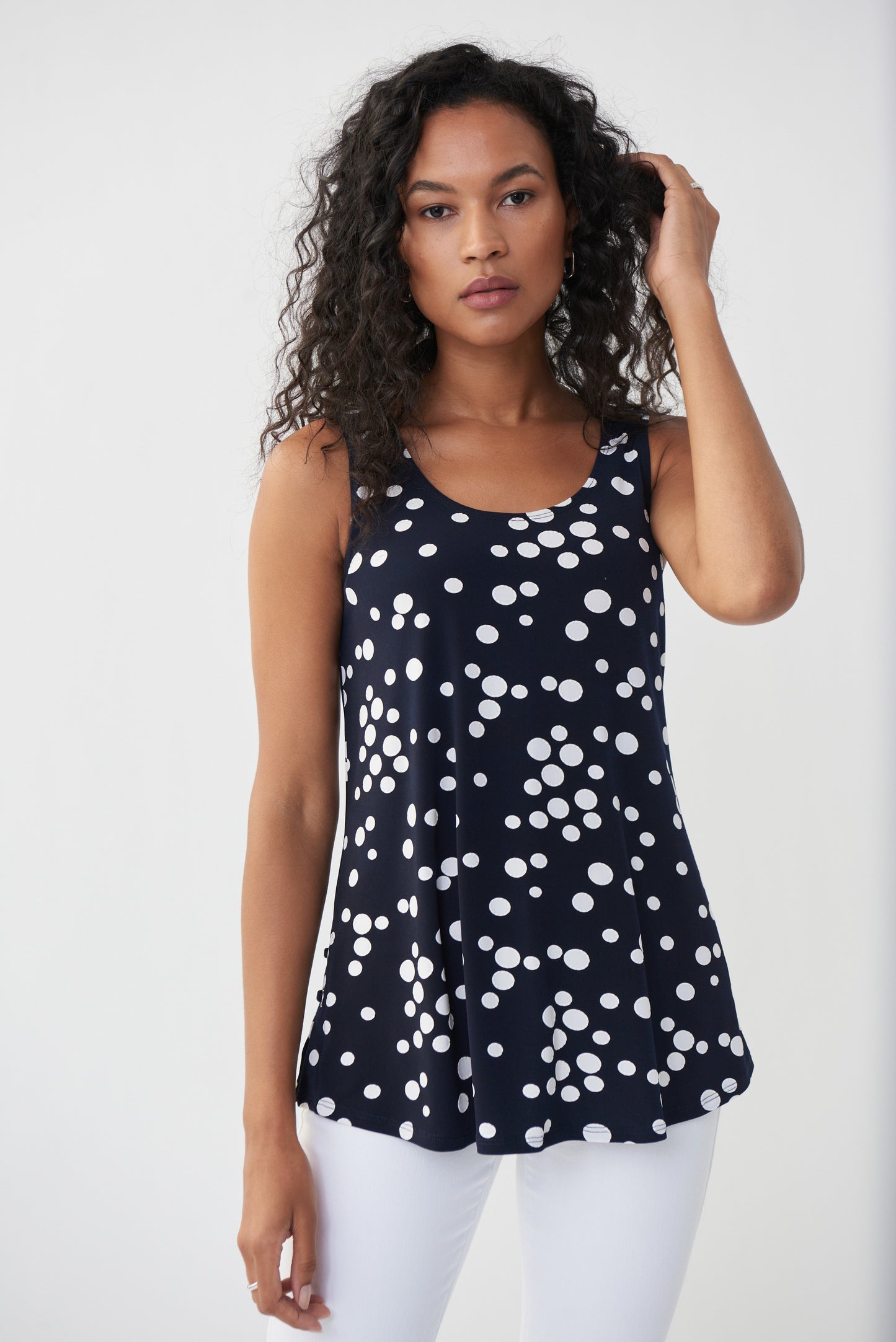 Joseph Ribkoff Polka Dot Sleeveless Top Midnight/Vanilla 222252-2229