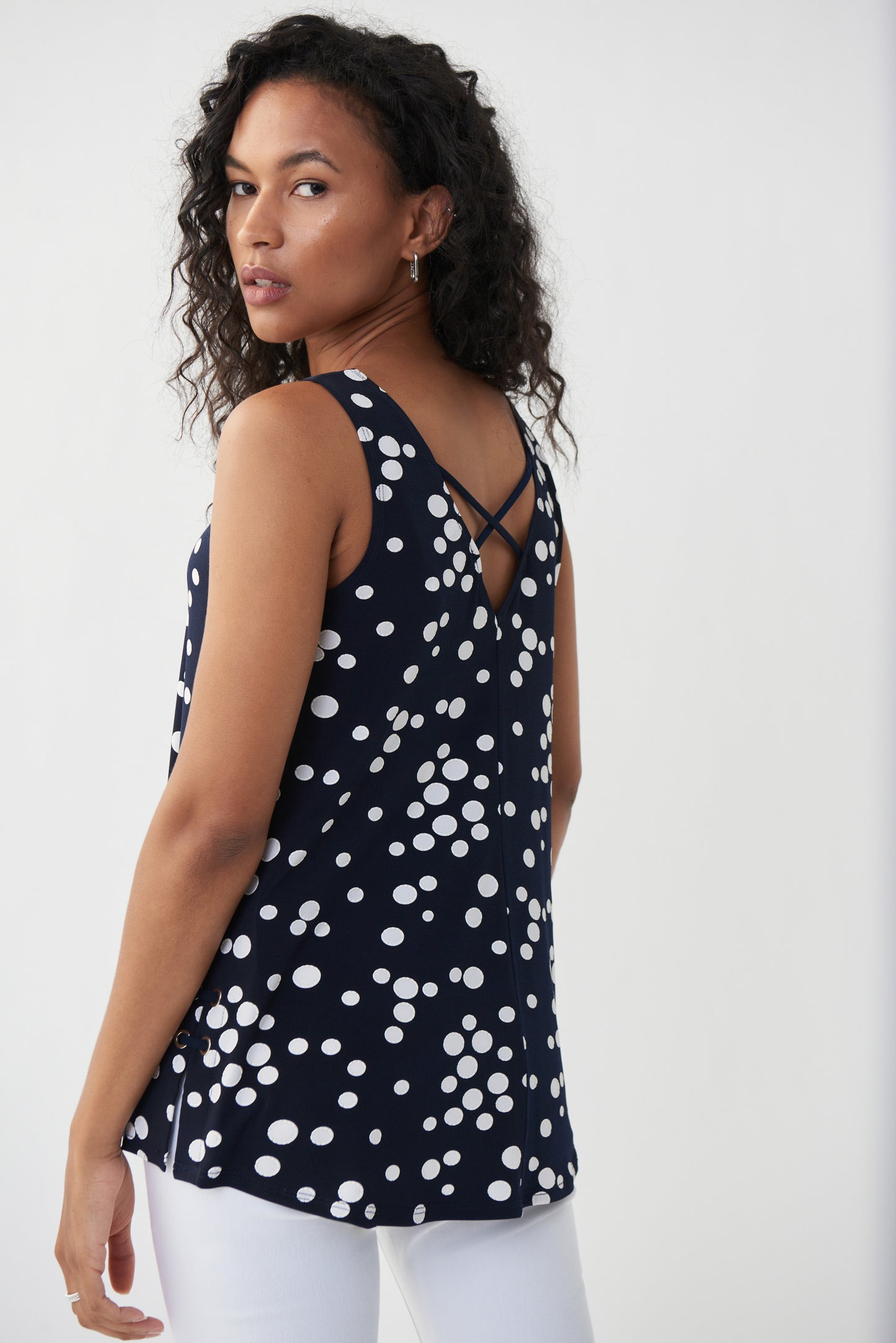 Joseph Ribkoff Polka Dot Sleeveless Top Midnight/Vanilla 222252-2229