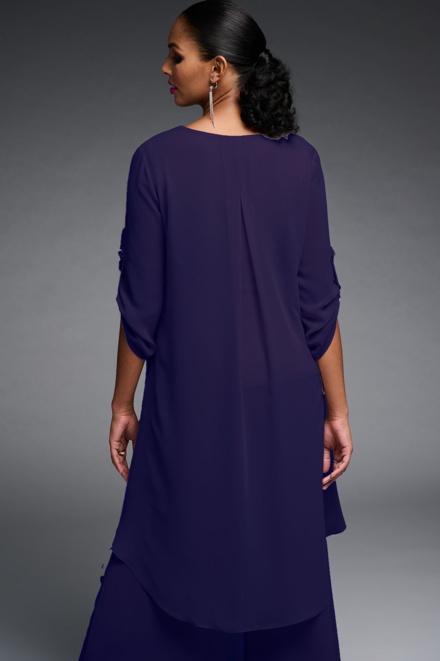Joseph Ribkoff Chiffon Overlay Wide Leg Trousers Midnight 223739-2166