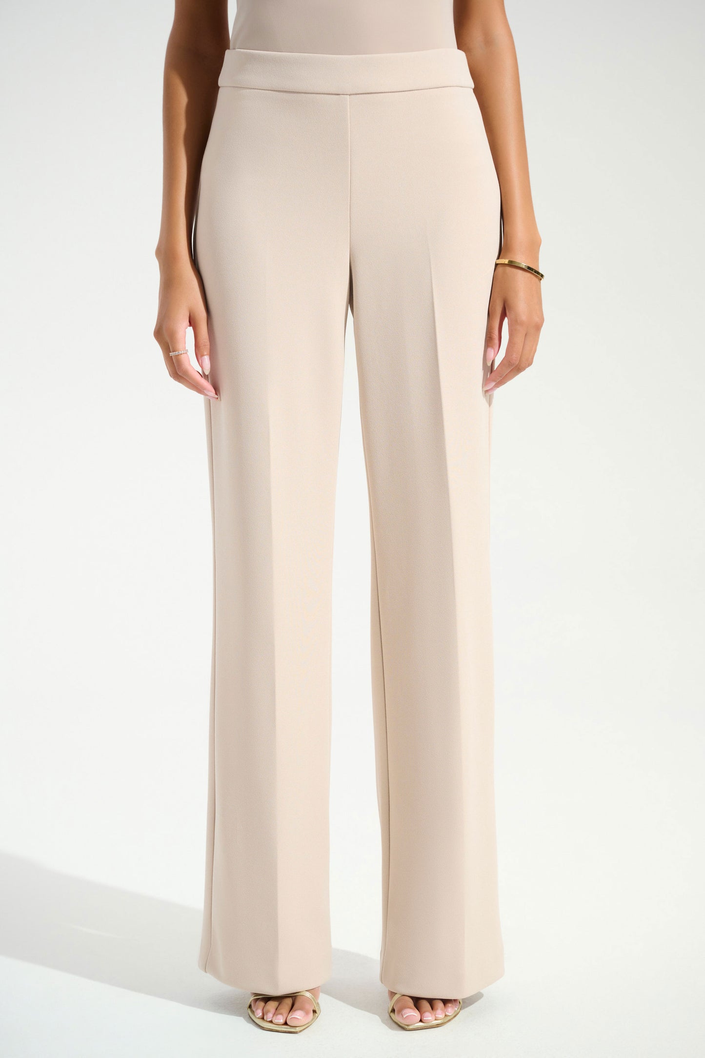 Joseph Ribkoff Scuba Crepe Wide Leg Pull-On Trousers Sand 233787-3677