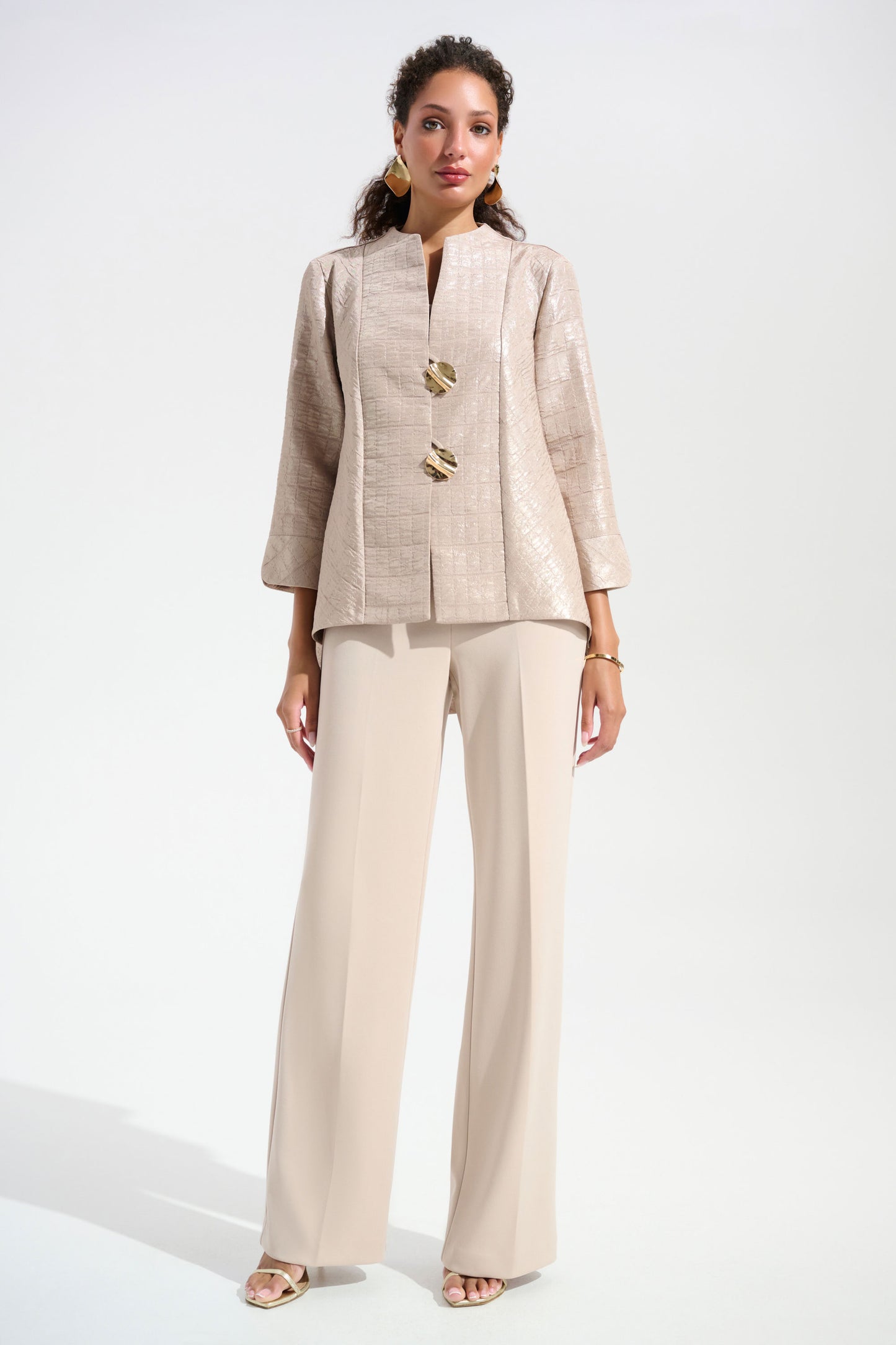 Joseph Ribkoff Scuba Crepe Wide Leg Pull-On Trousers Sand 233787-3677